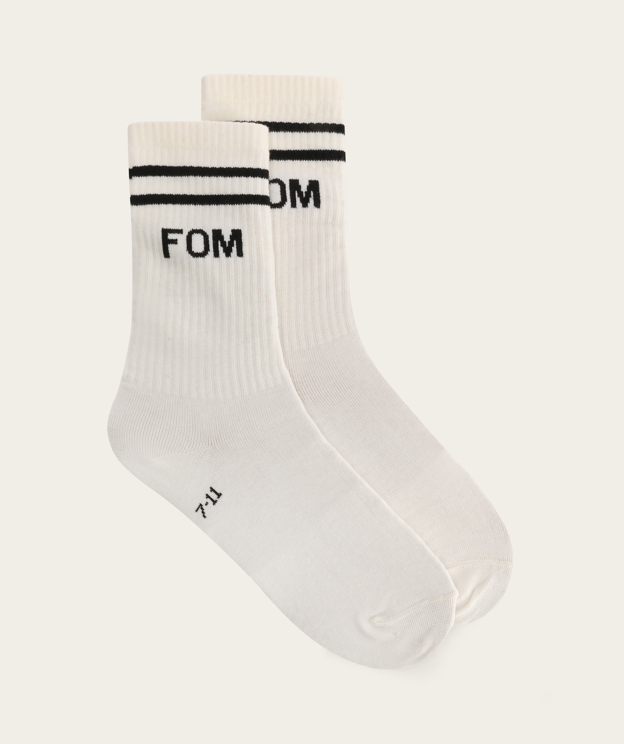 Socks Crew - Off-White/ Black Stripes (Size 8-12)