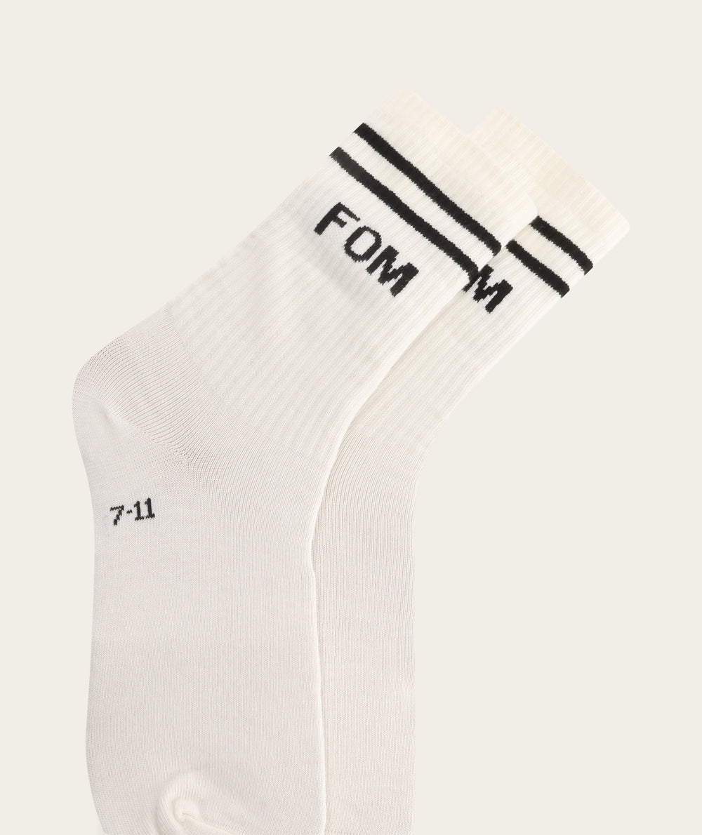 Socks Crew - Off-White/ Black Stripes (Size 8-12)