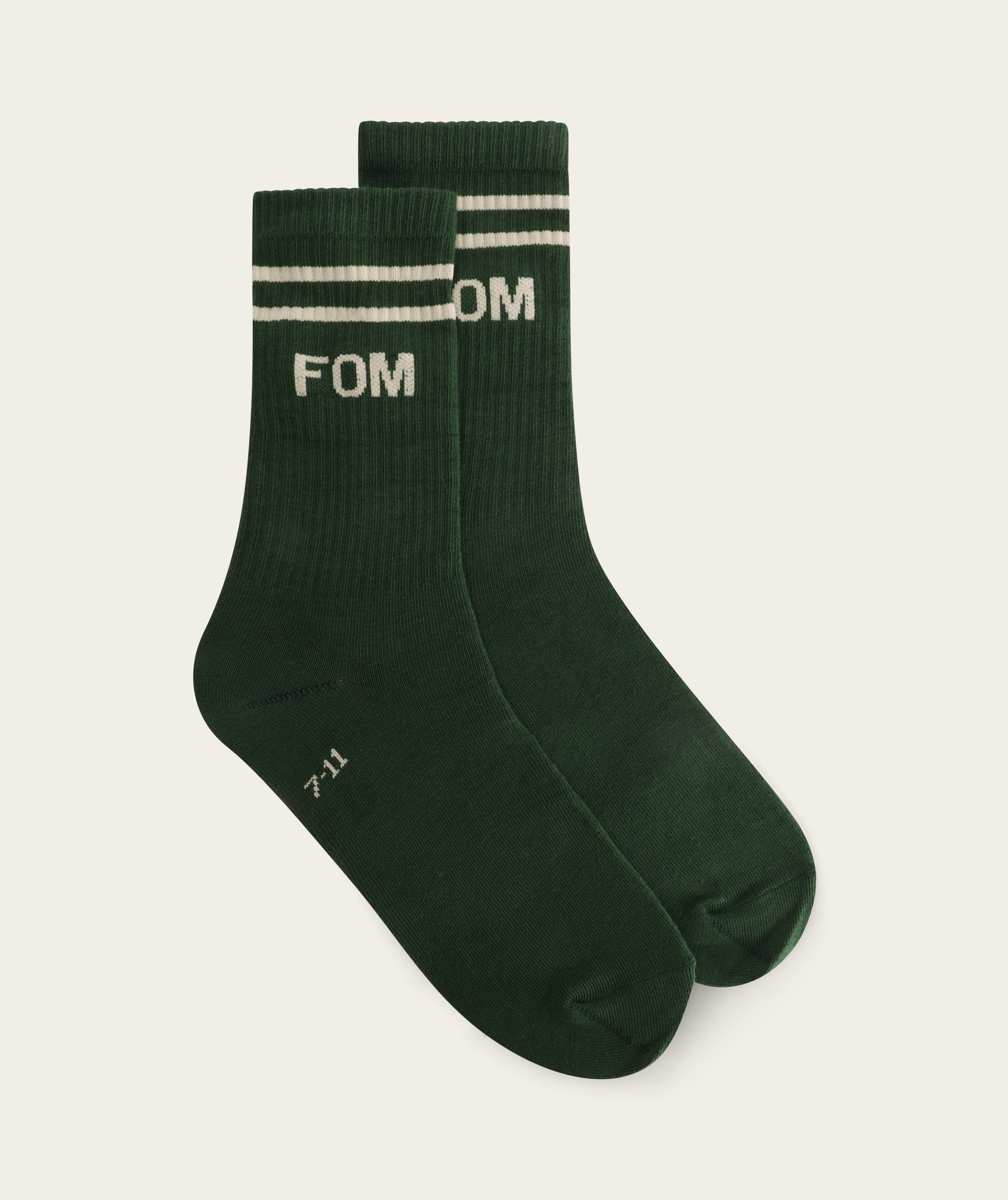 Socks Crew - Forest Green/ White FOM Stripes (Size 7-11)