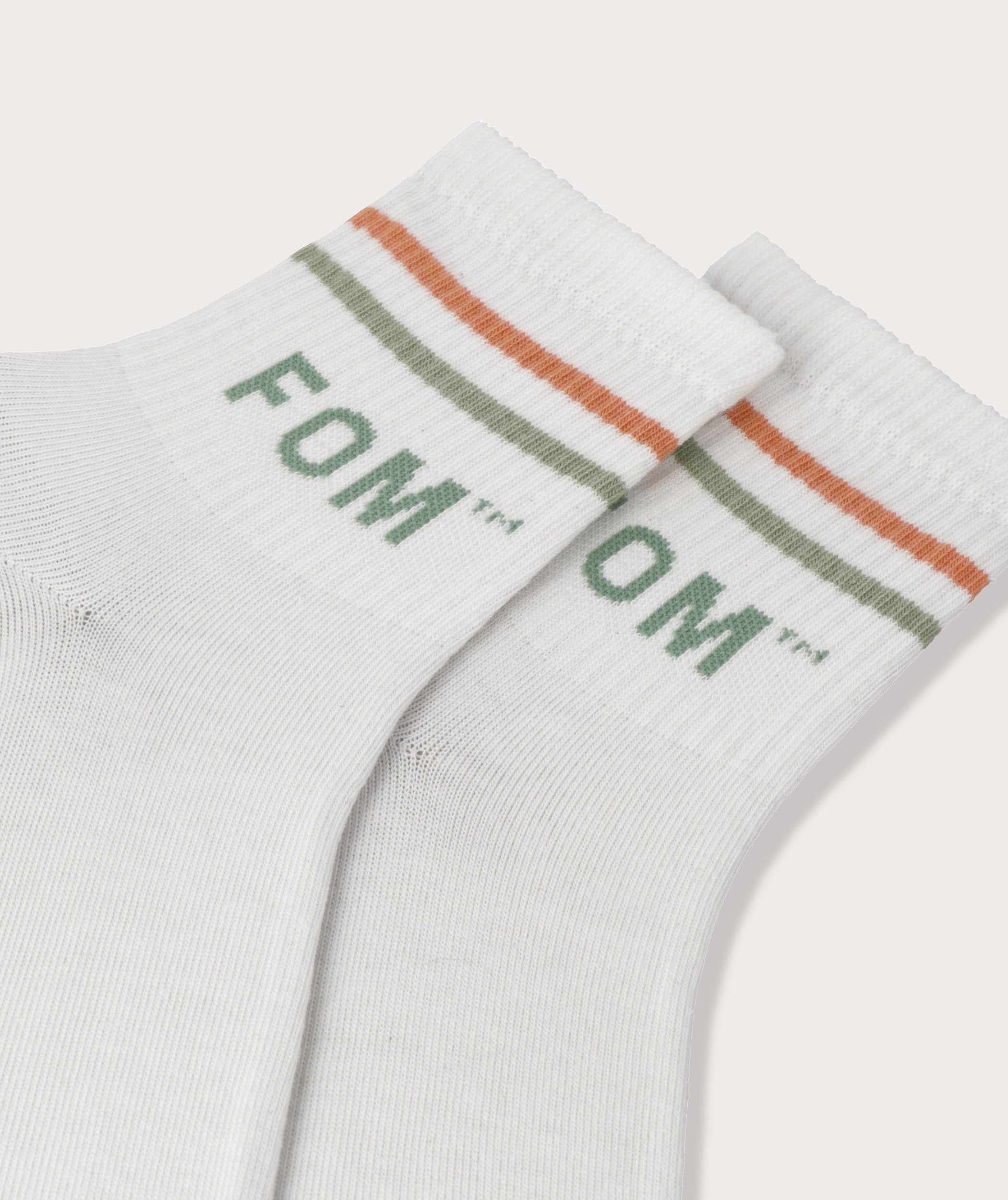 FOM Active Socks - Beige Peach & Lime Stripes (Size 4-7)