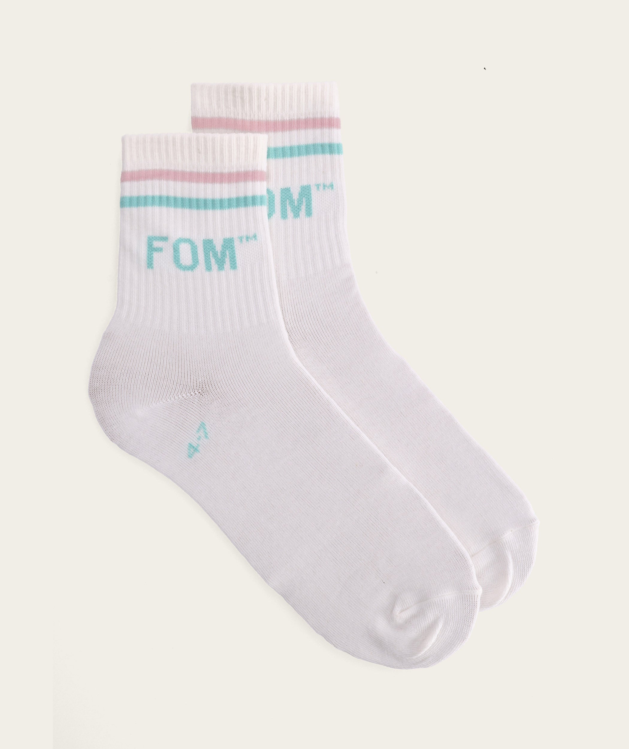 Socks FOM Active - Off-White/ Blush & Mint Stripes (Size 4-7)
