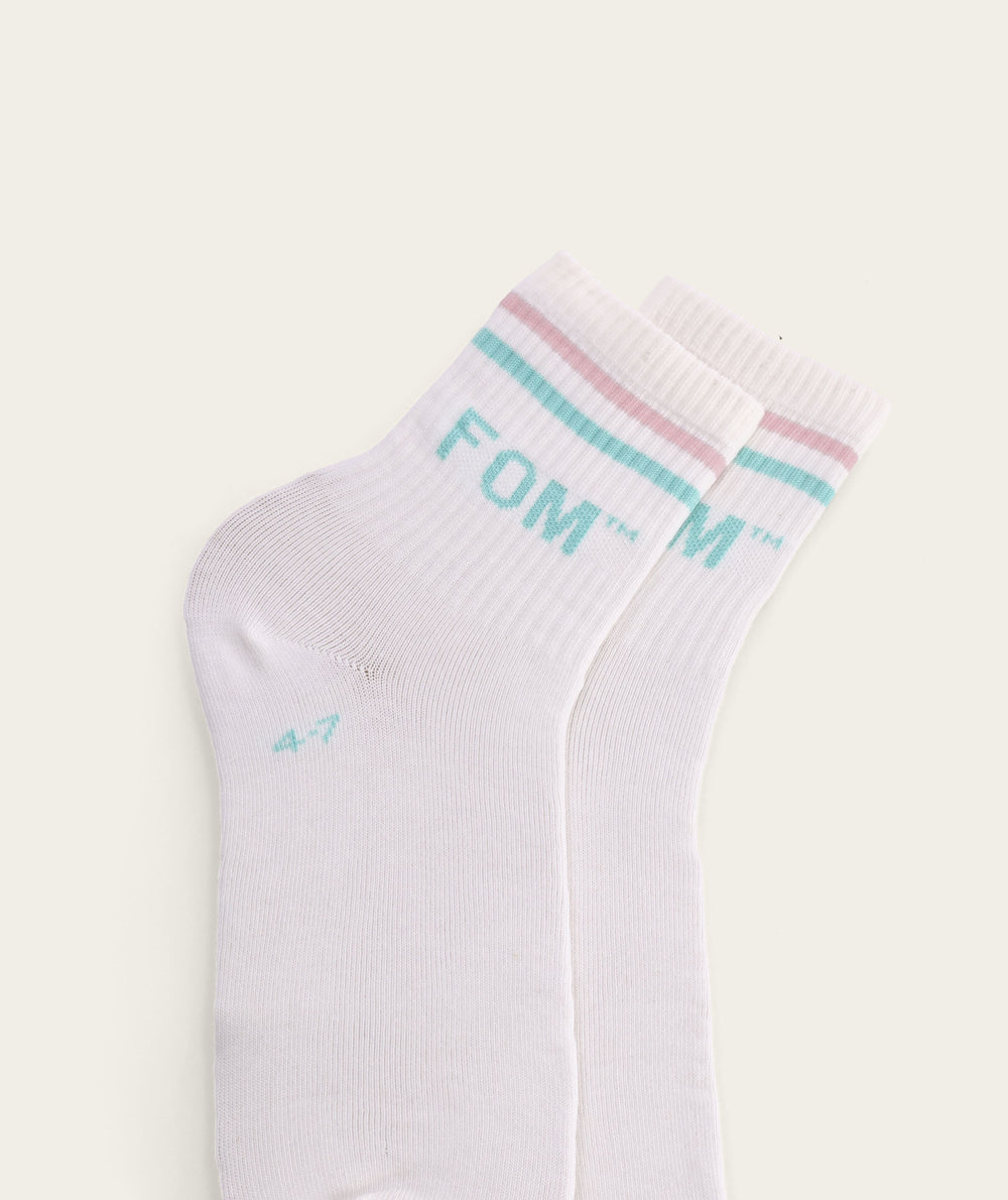 Socks FOM Active - Off-White/ Blush & Mint Stripes (Size 4-7)