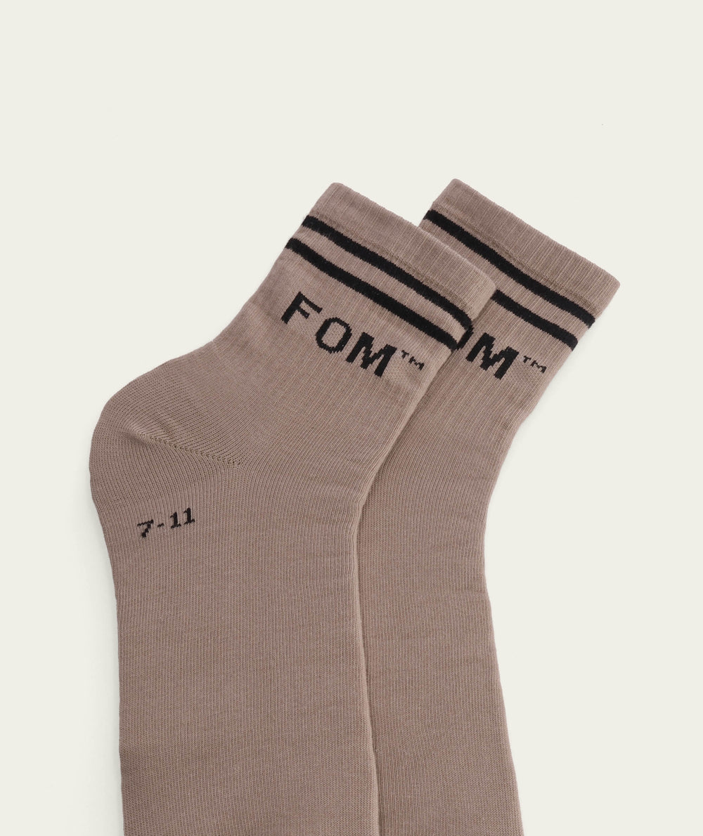 Socks FOM Active - Taupe/ Black Stripes (Size 7-11)