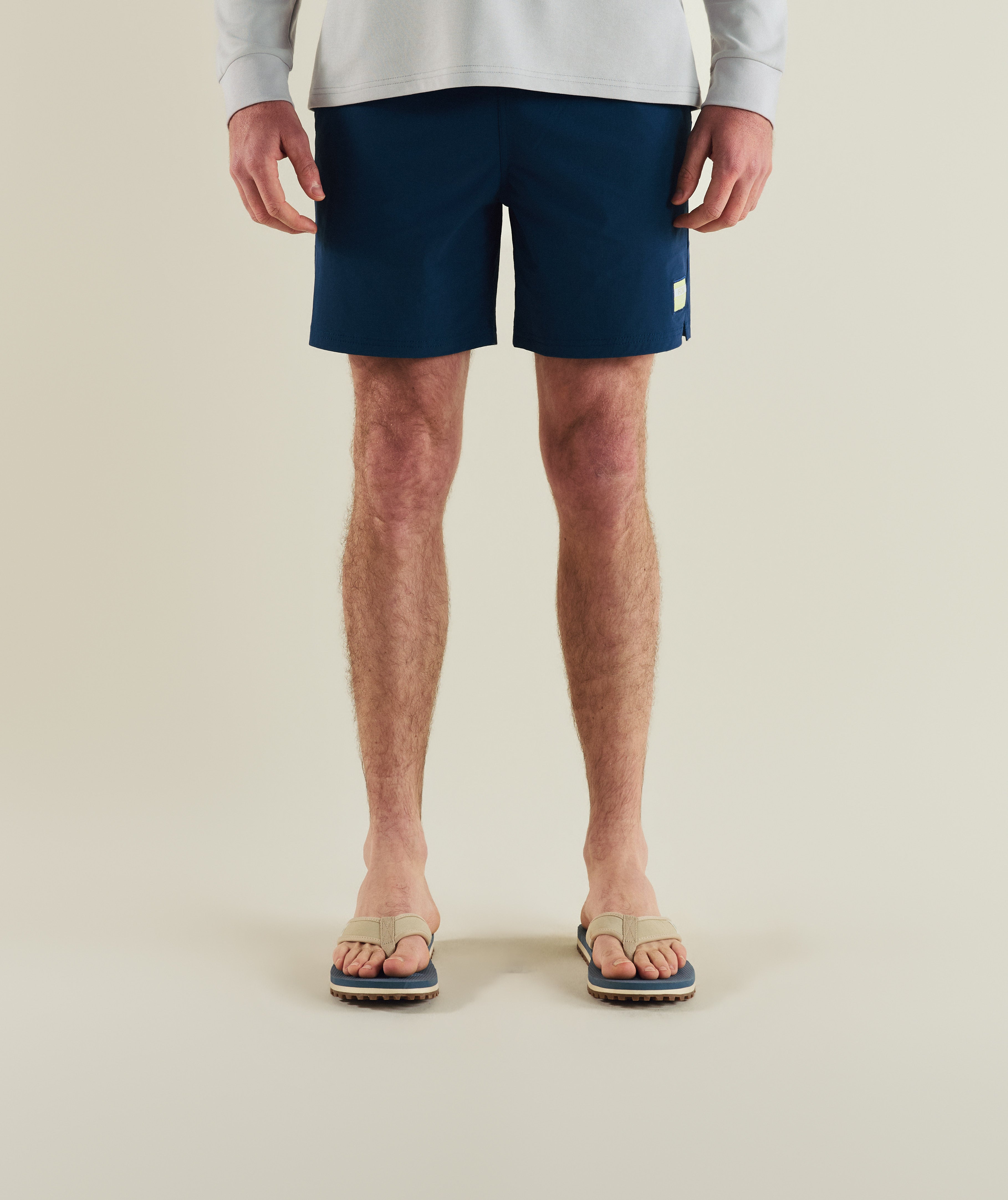 FOM freemotion micro ripstop shorts in navy, on-model view