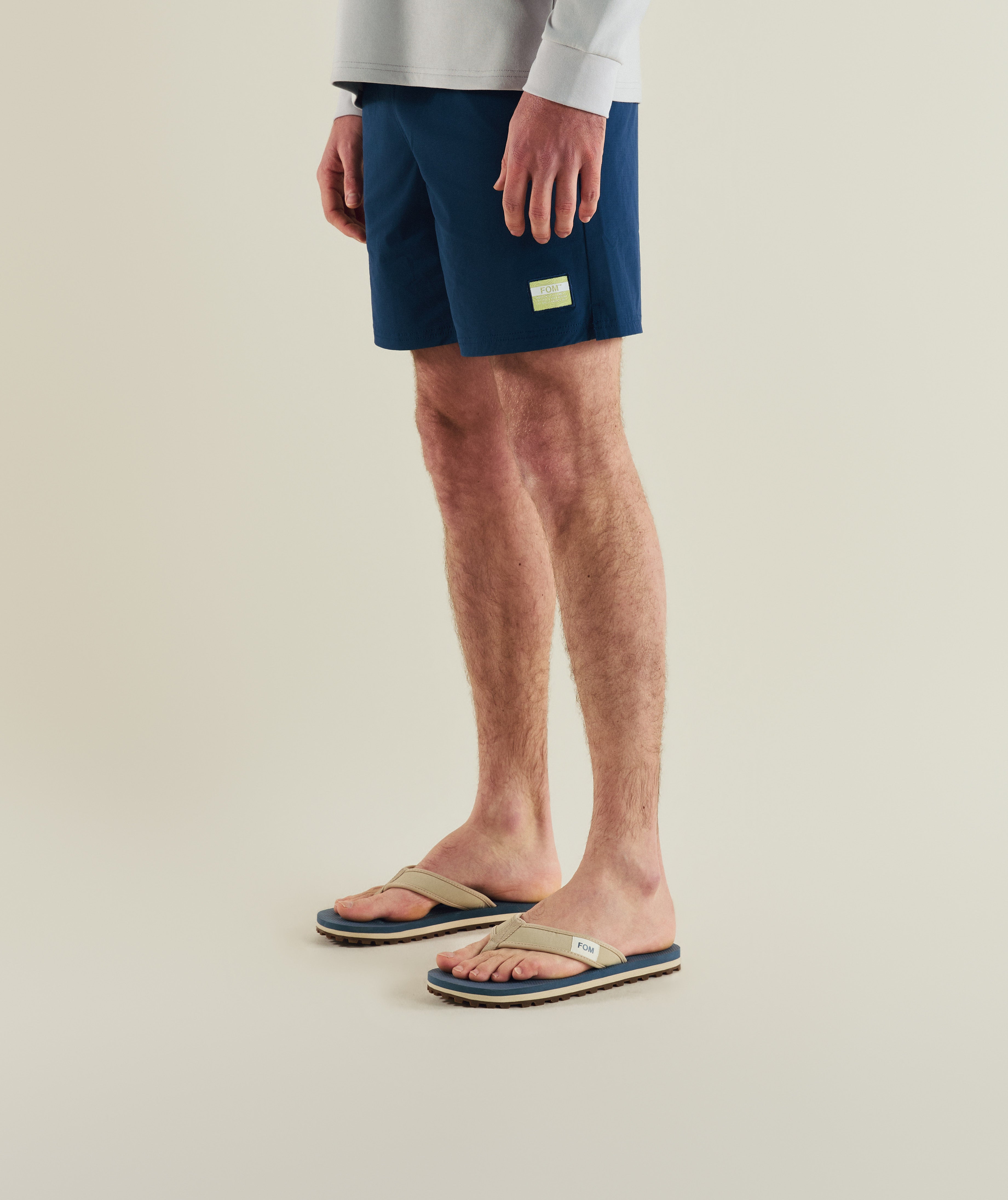 FOM freemotion micro ripstop shorts in navy, on-model view