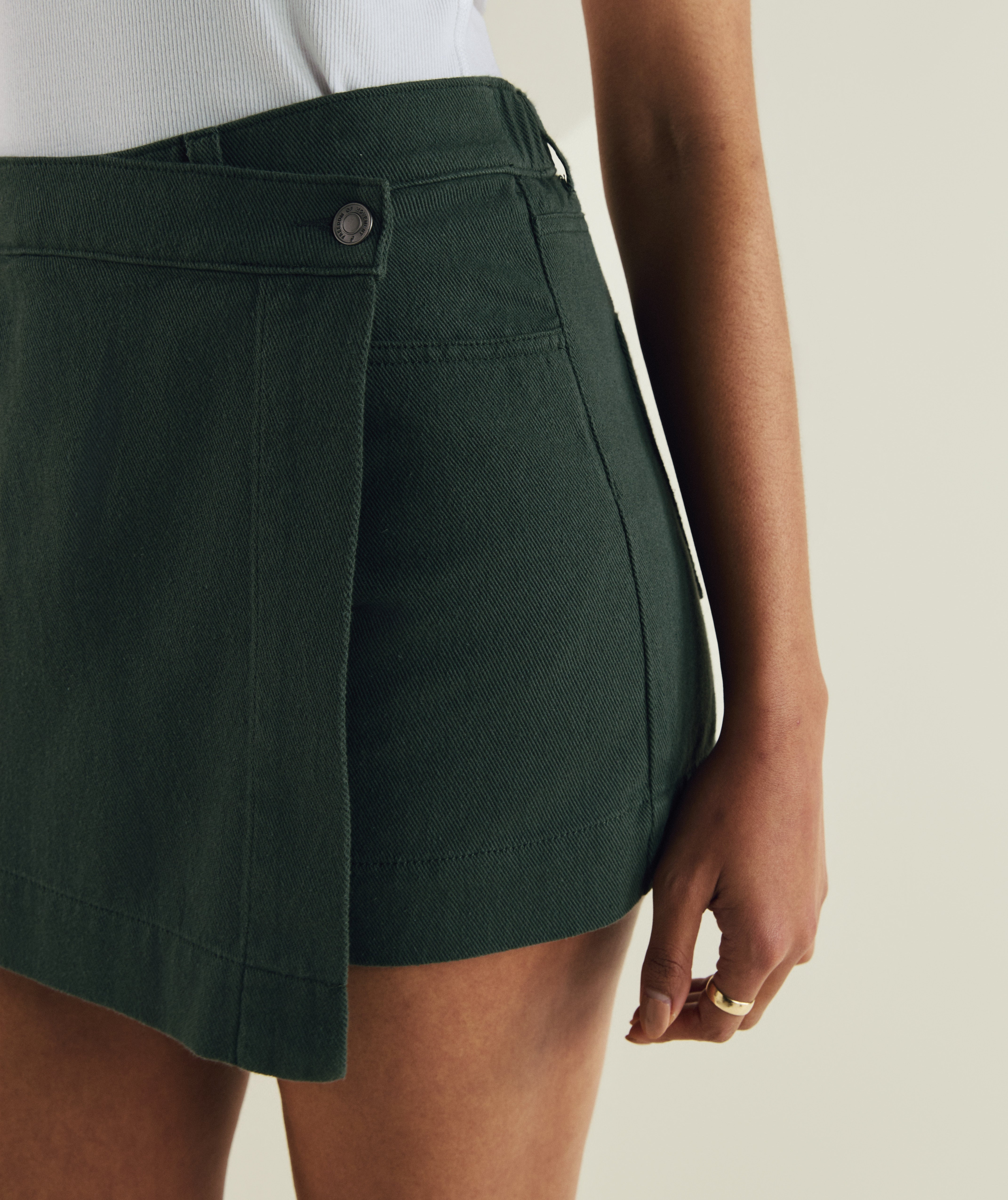 FOM ladies skort in dark green, on-model view