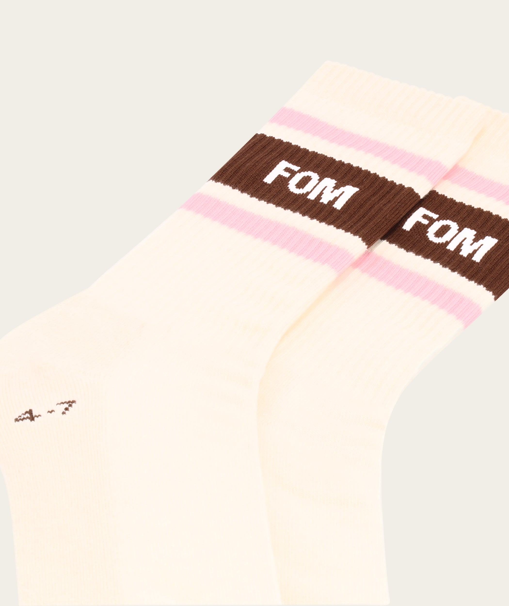 Socks Crew Twin Pack - Choc FOM + Off-White/ Choc & Pink (Size 4-7)
