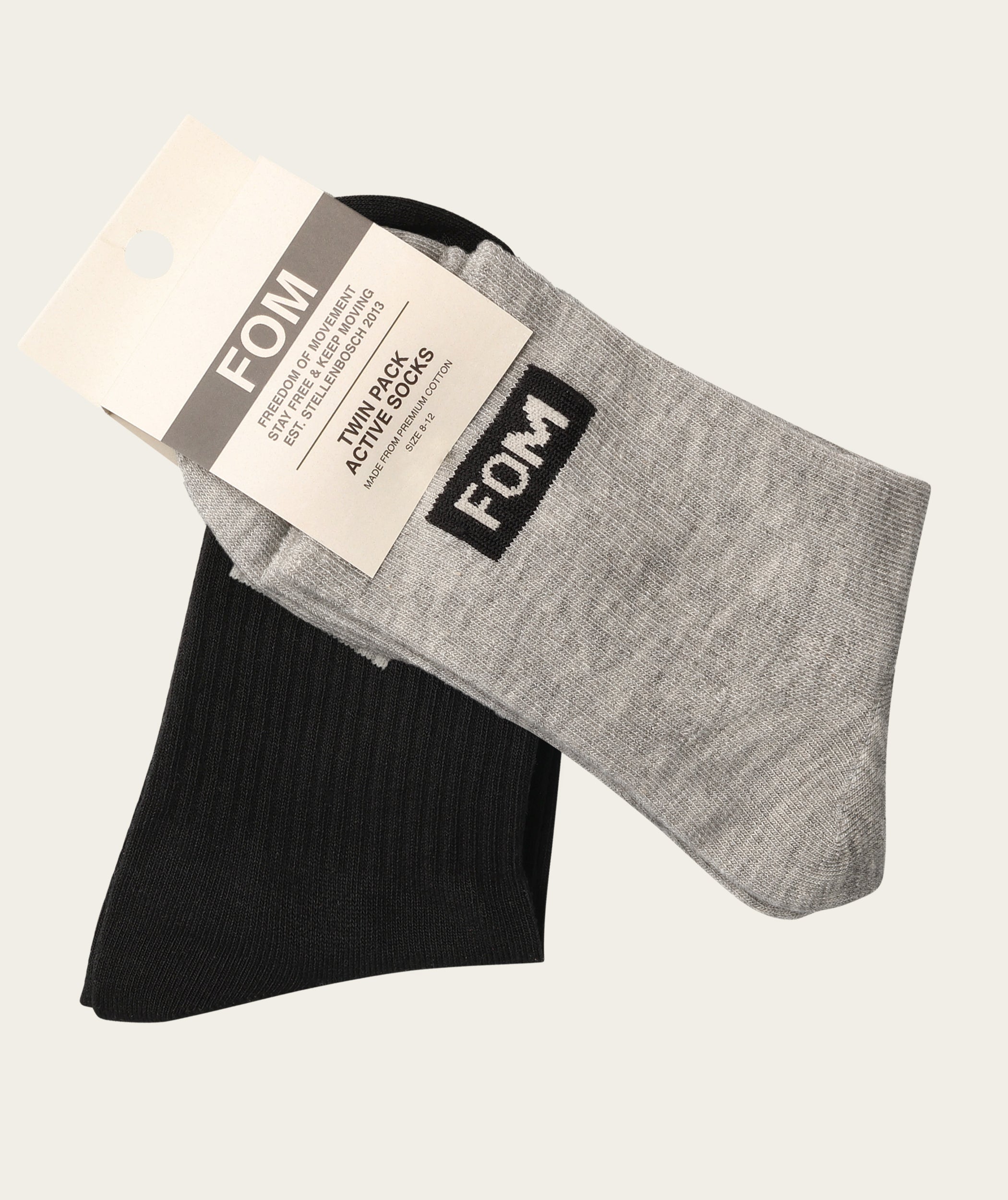Socks Active Twin Pack - Grey Melange & Black (Size 8-12)