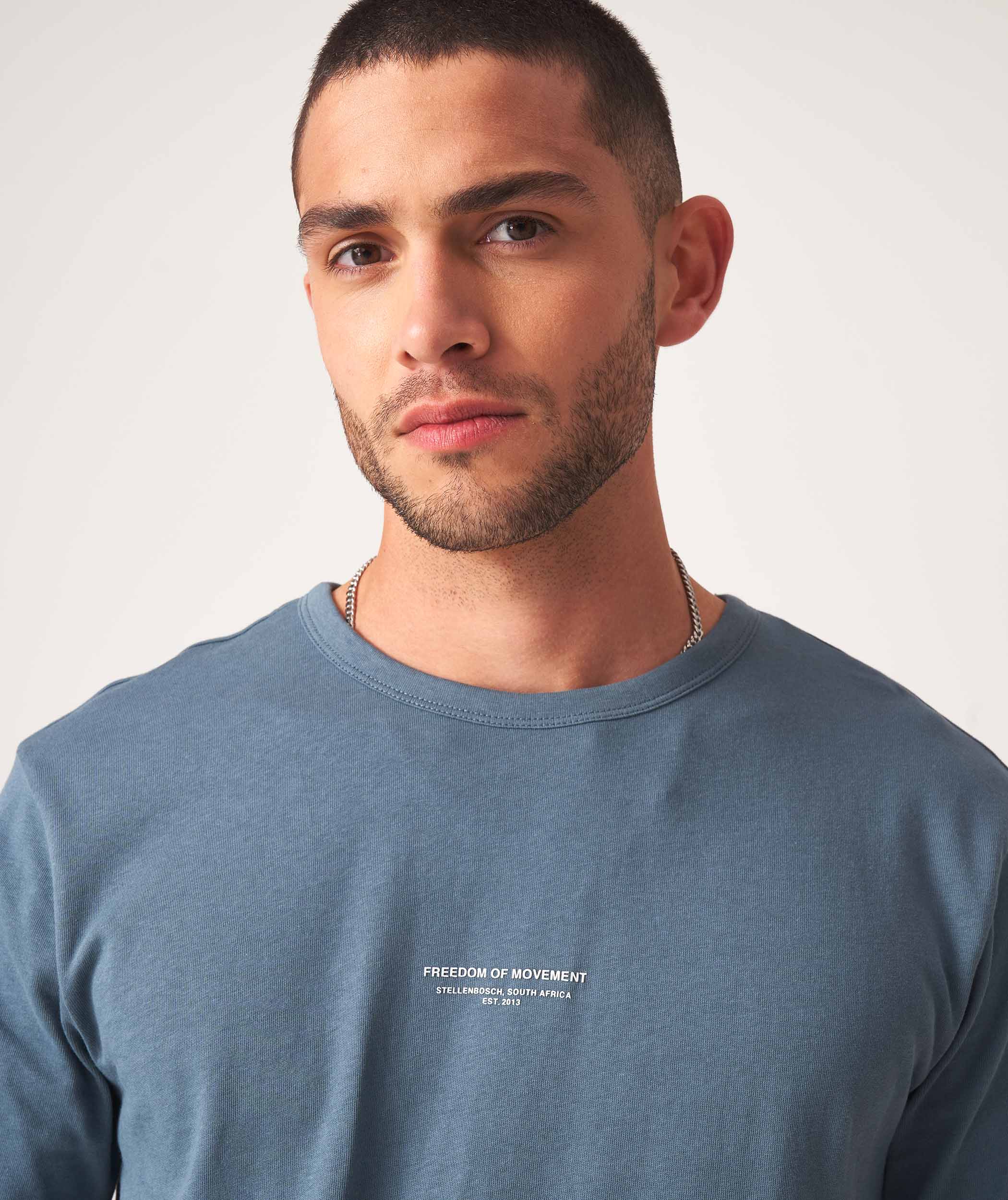 Men's Relaxed Organic Cotton Tee  - Blue Steel