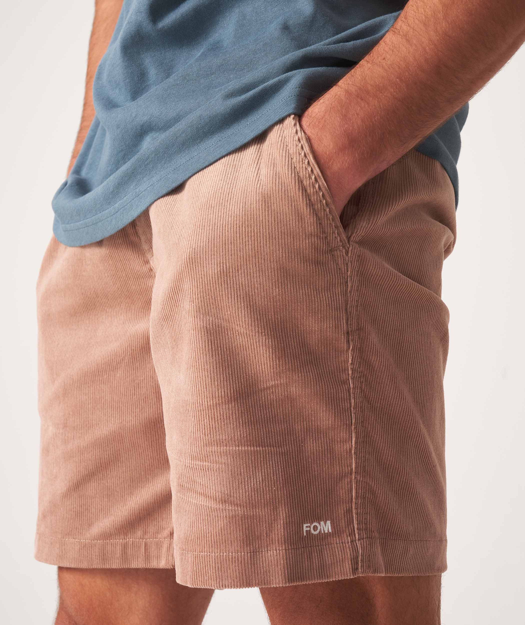 Mens Corduroy Drawcord Shorts - Taupe