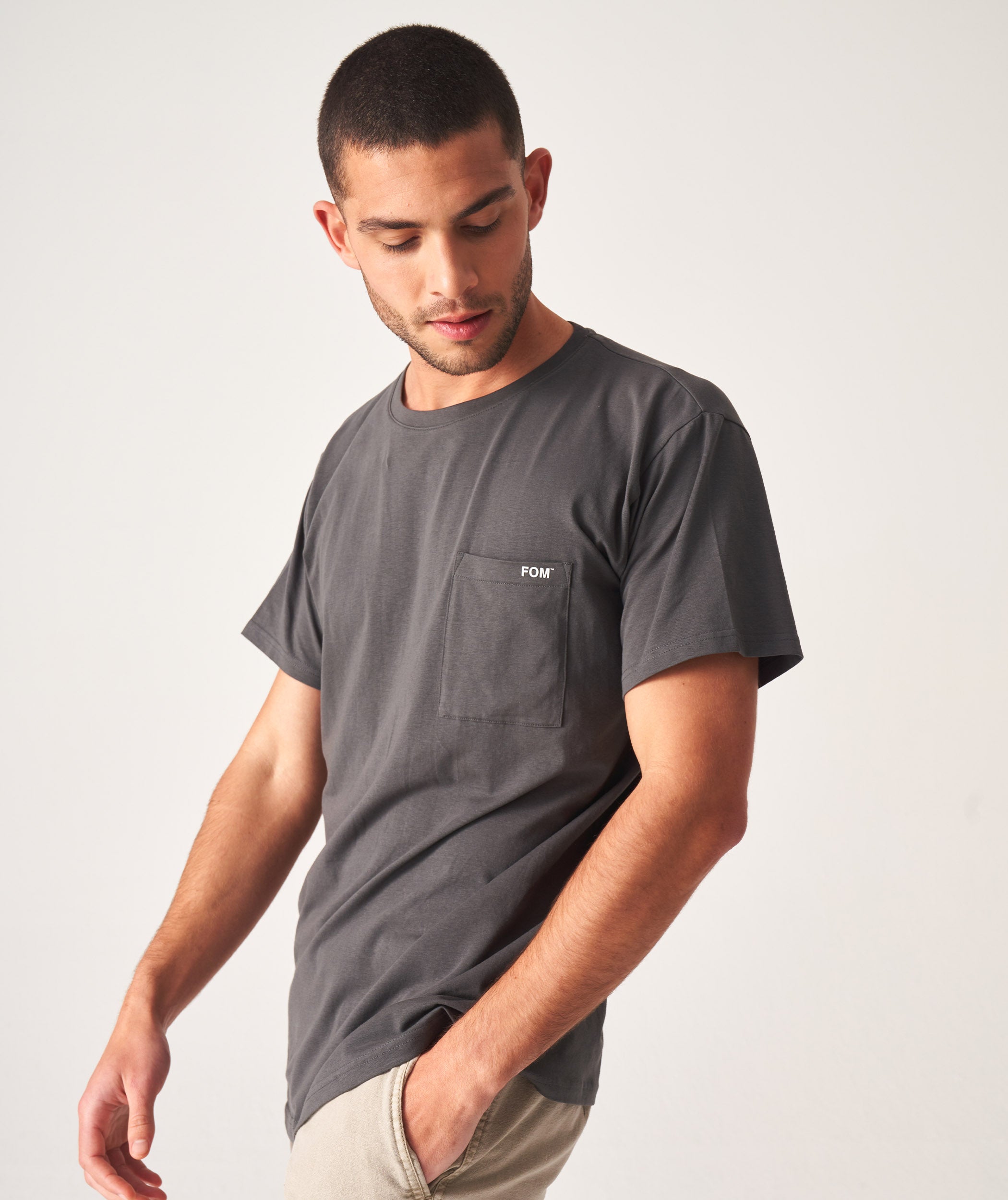 Mens Standard Stretch Cotton Tee - Charcoal