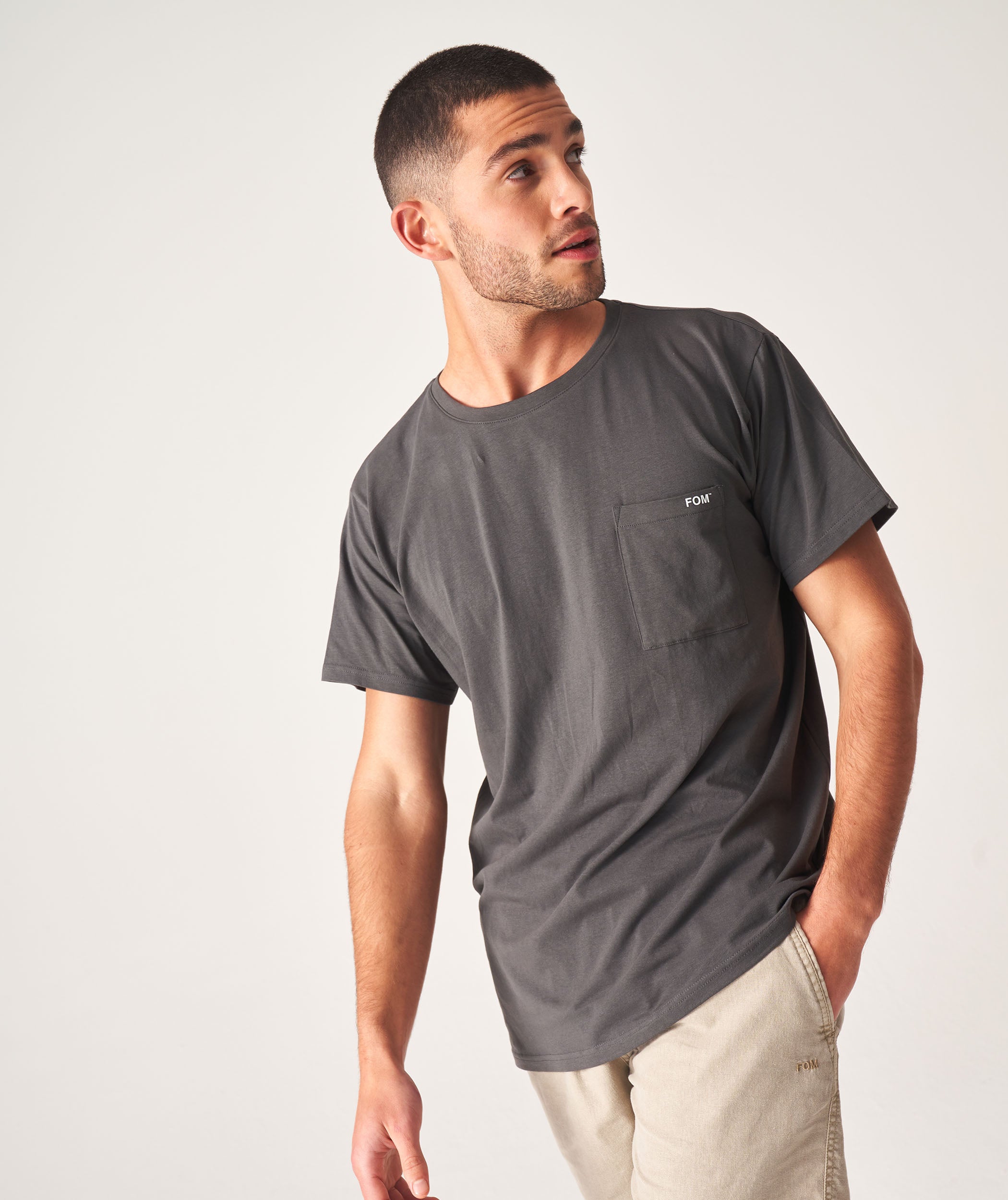 Mens Standard Stretch Cotton Tee - Charcoal