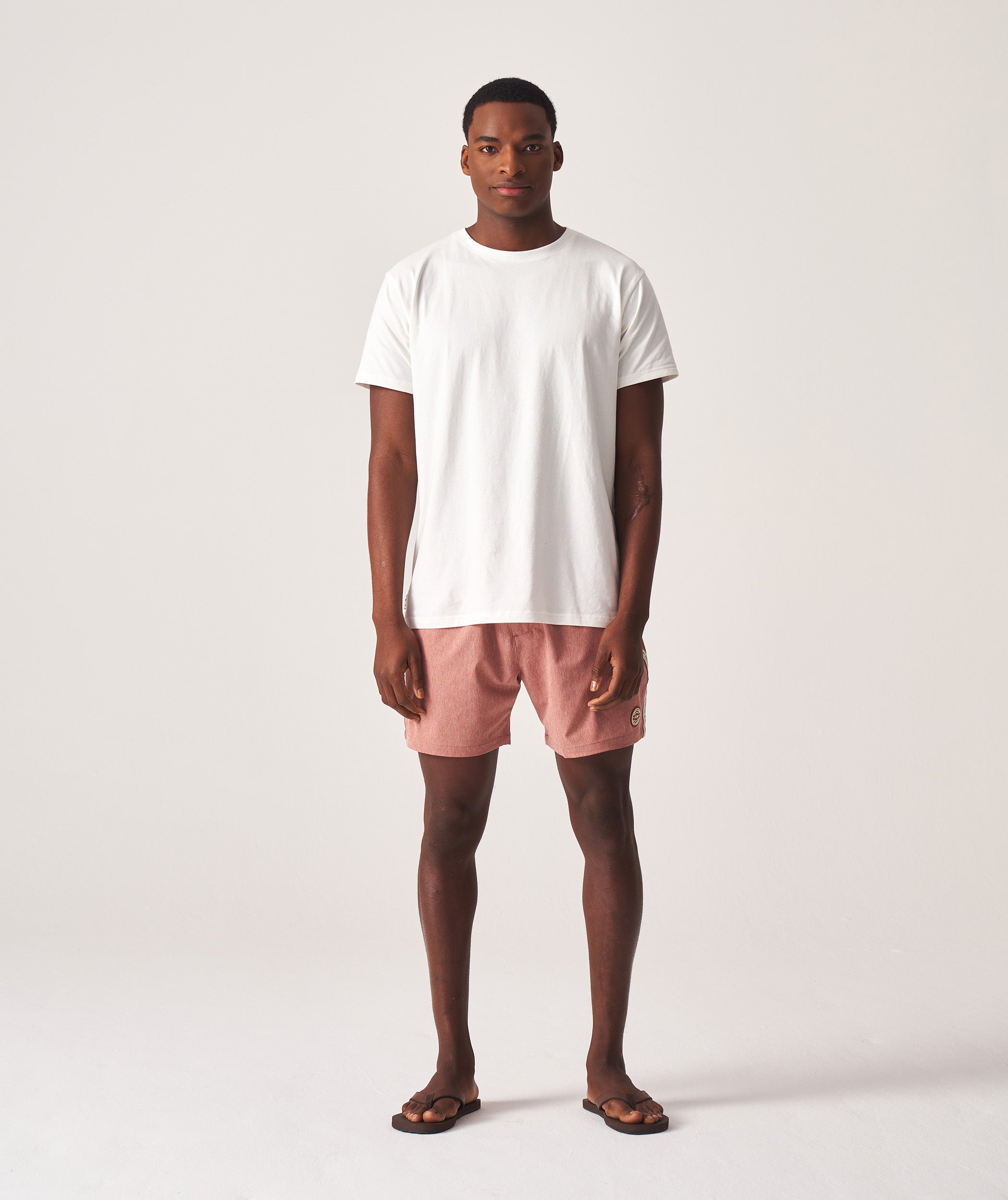 Mens Stretch Swim Shorts - Baked Clay Melange