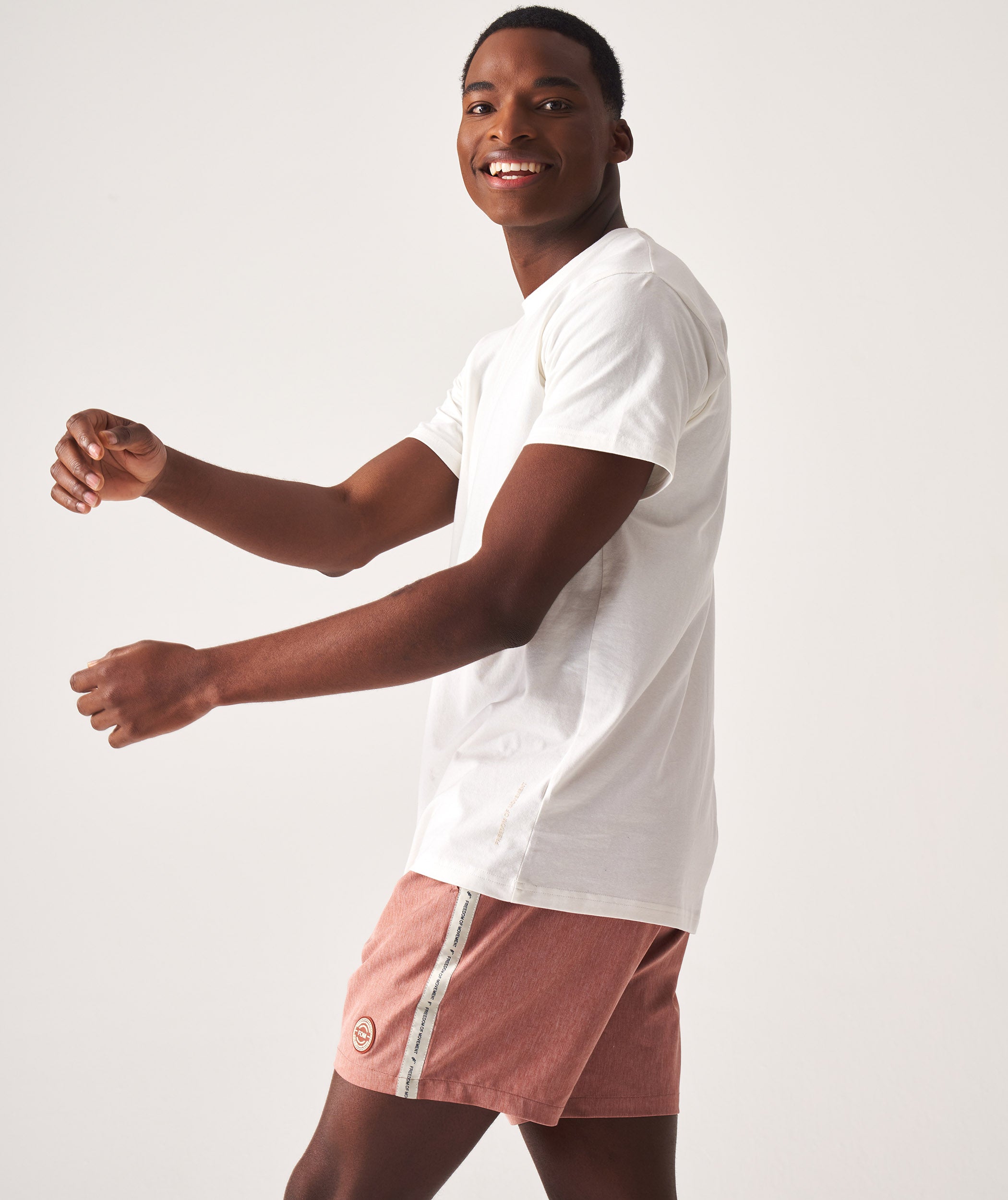 Mens Stretch Swim Shorts - Baked Clay Melange