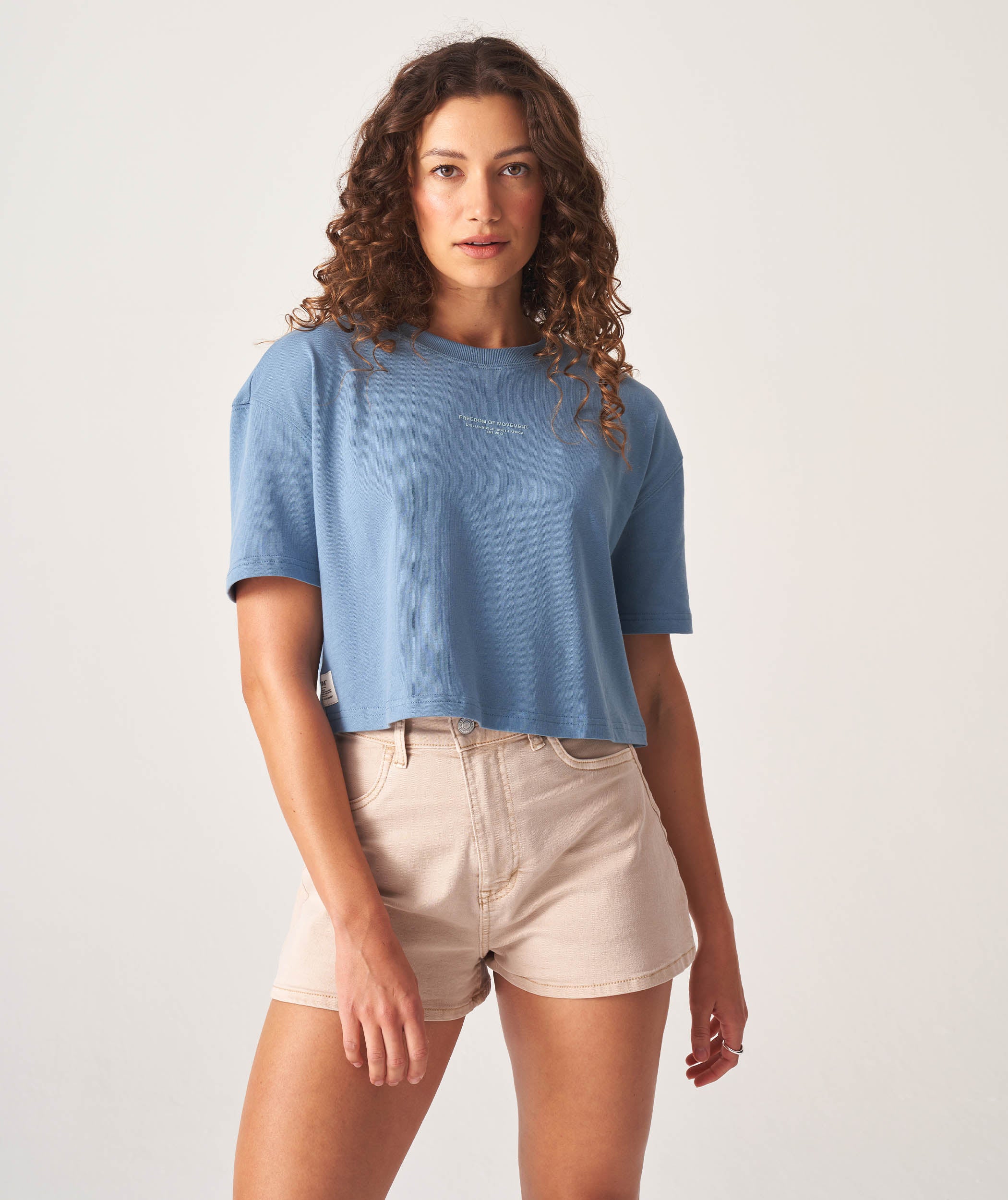 Ladies Cotton Cropped Box Tee - Spring Lake