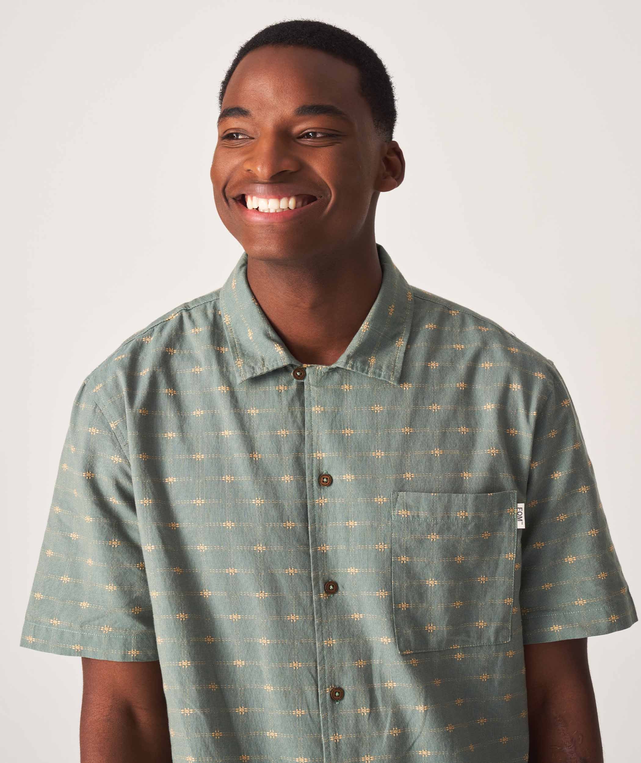 Mens Check Short Sleeve Shirt - Silver Sage