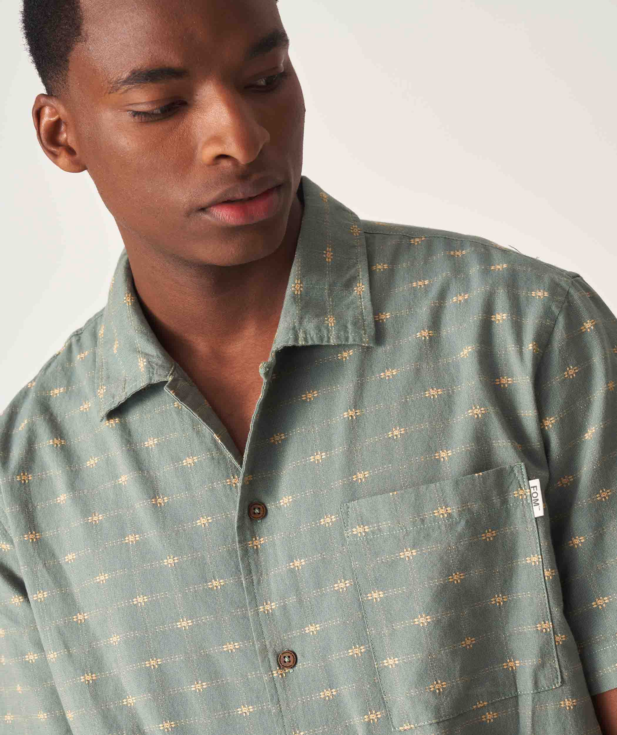 Mens Check Short Sleeve Shirt - Silver Sage
