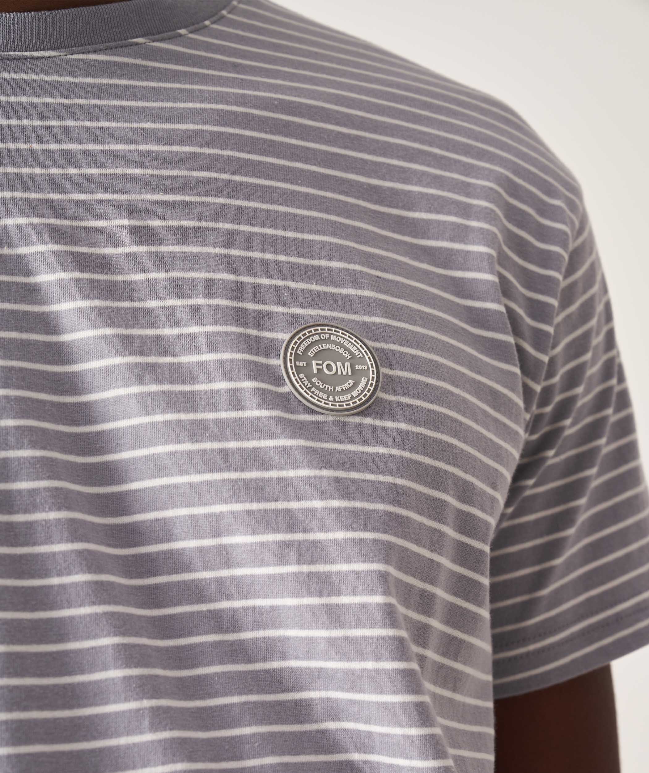 Mens Standard Cotton Stripe Tee - Cement Stripe