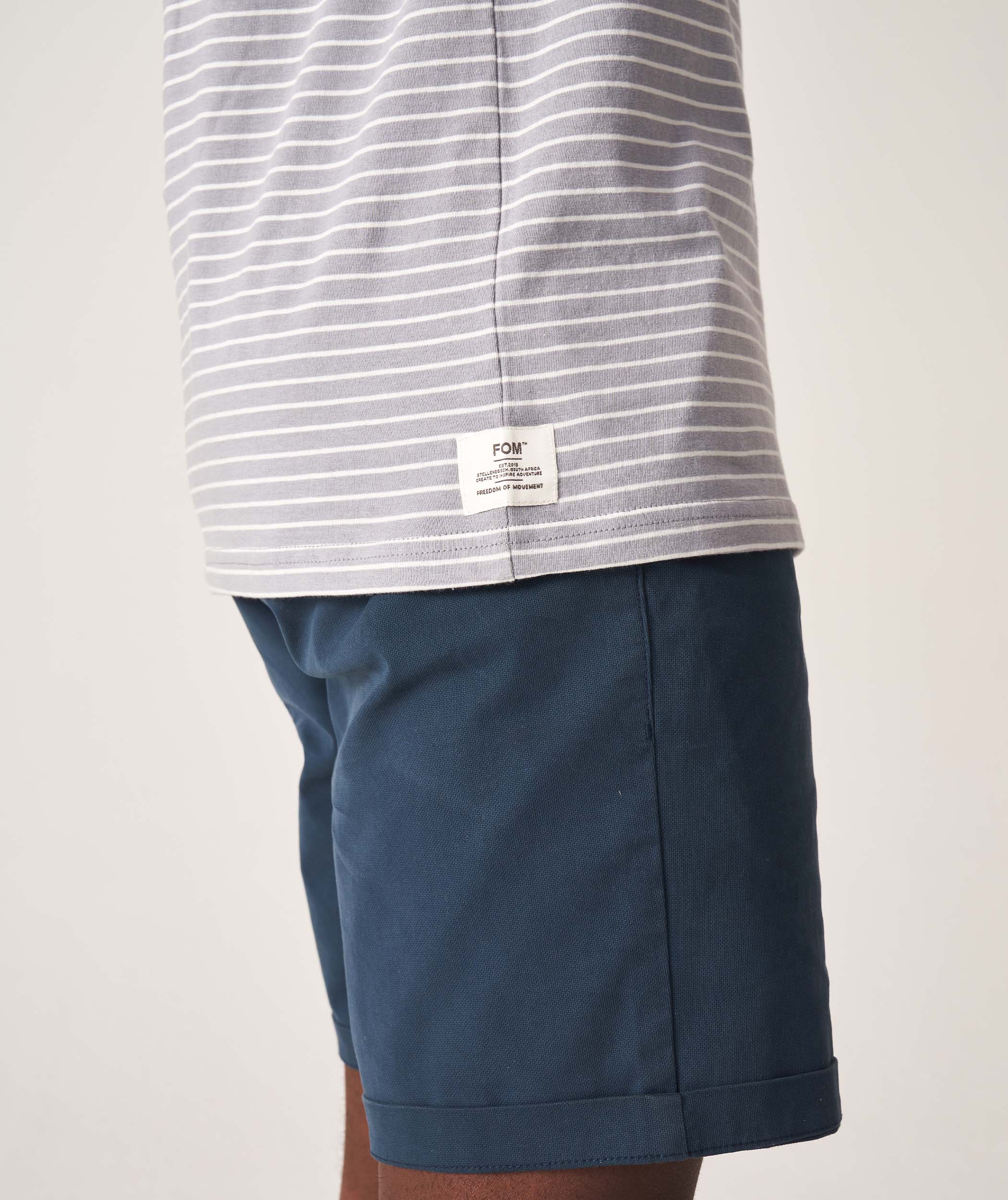 Mens Standard Cotton Stripe Tee - Cement Stripe