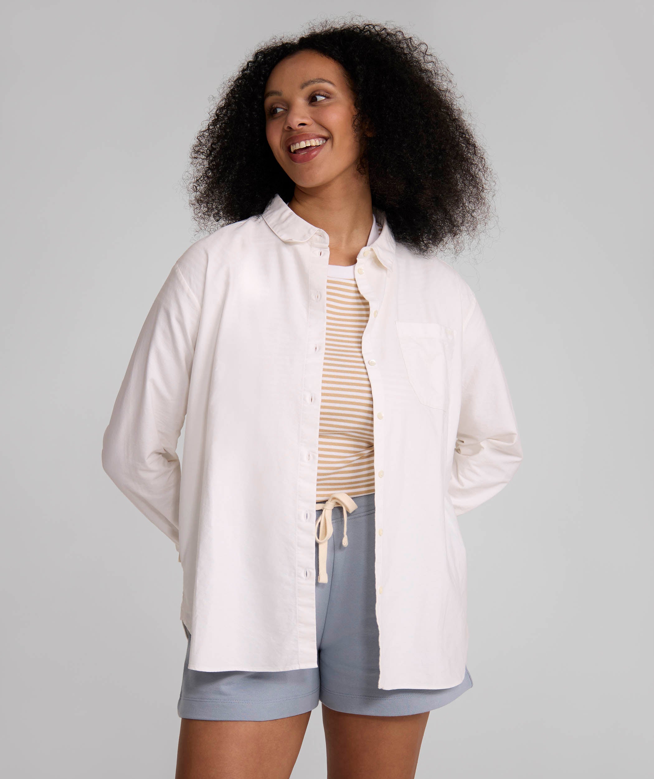 Ladies Long Sleeve Cotton Shirt - White