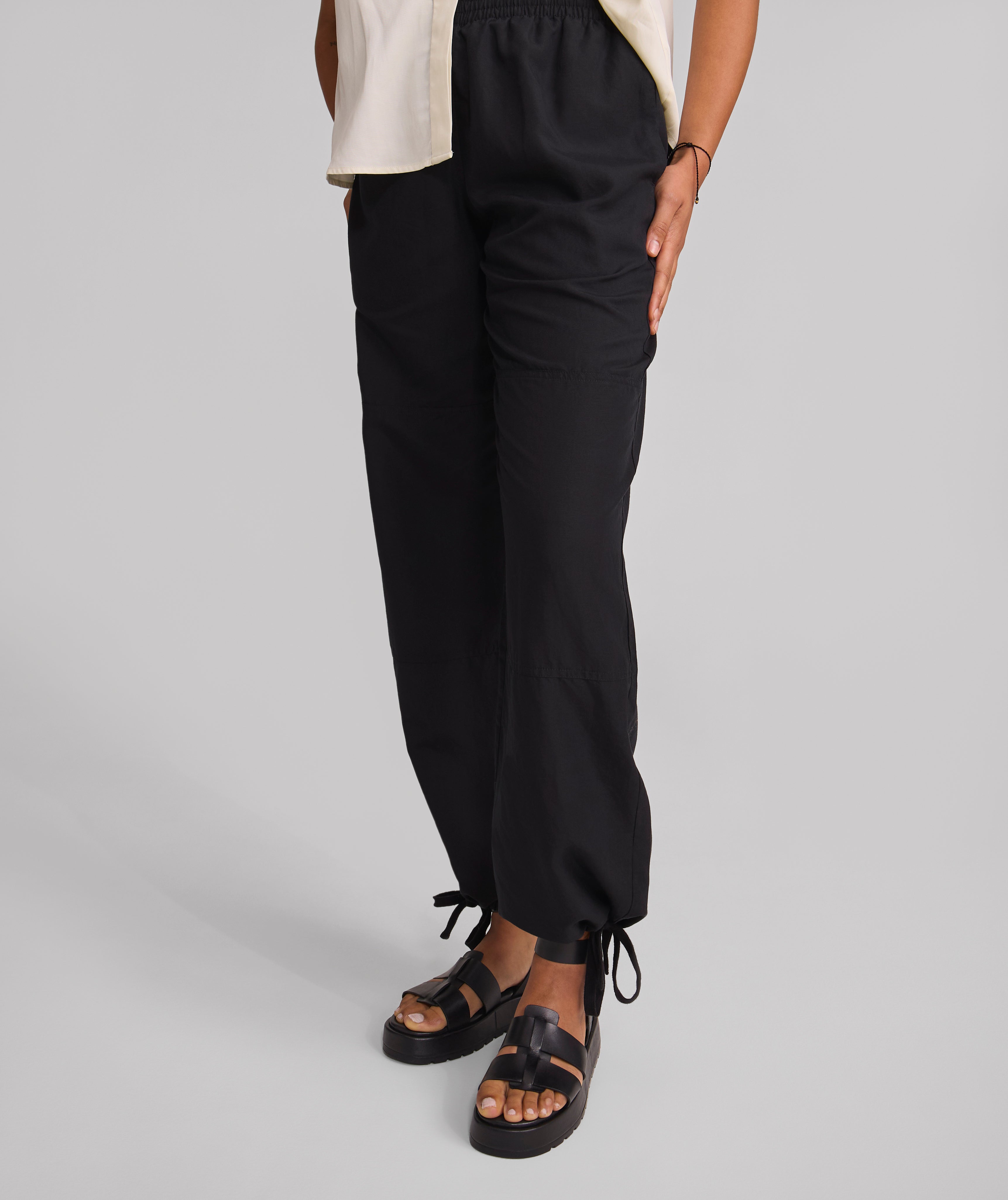 Ladies Drawstring Lyocell Pants - Black