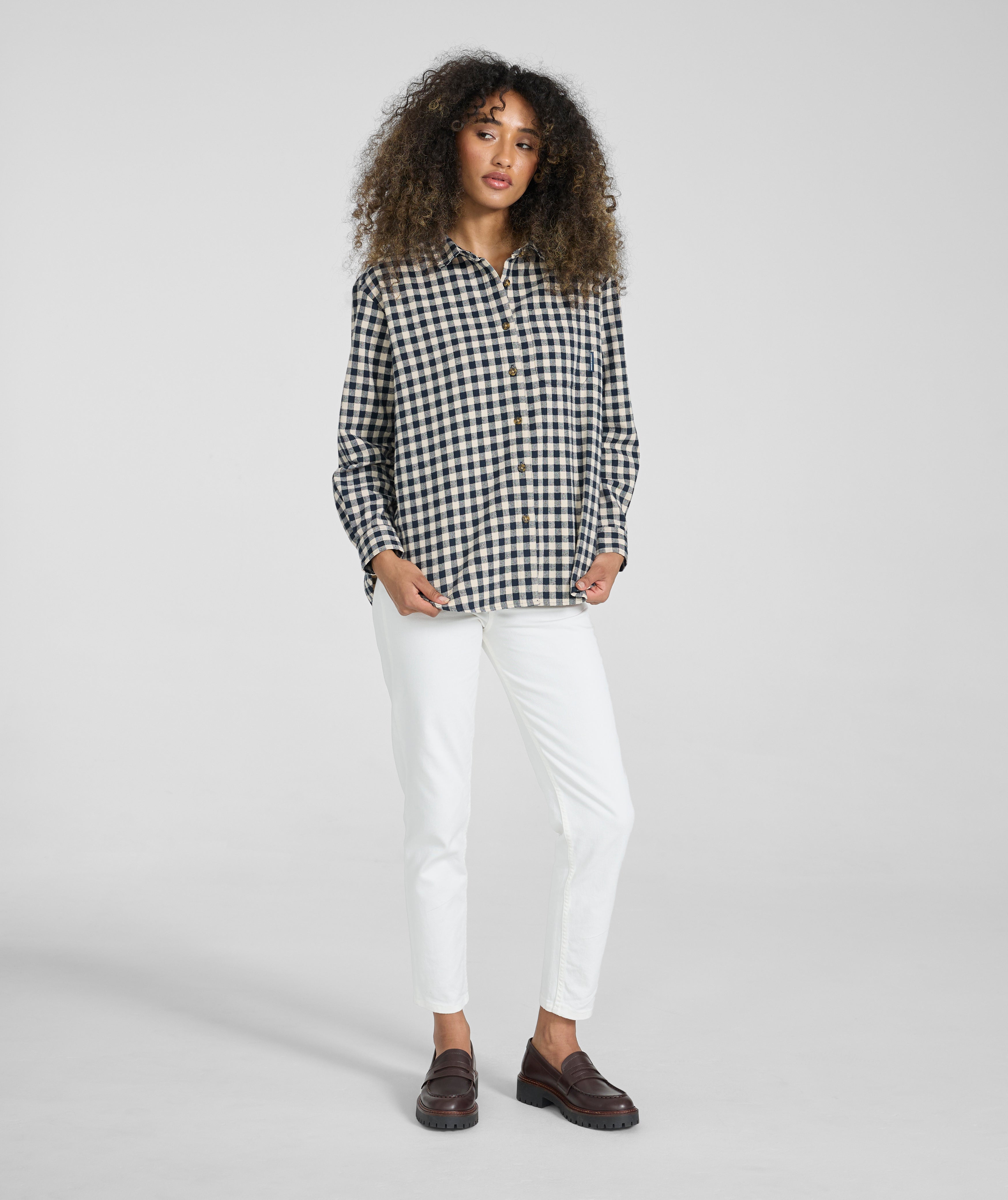 Ladies Gingham Shirt - X Navy