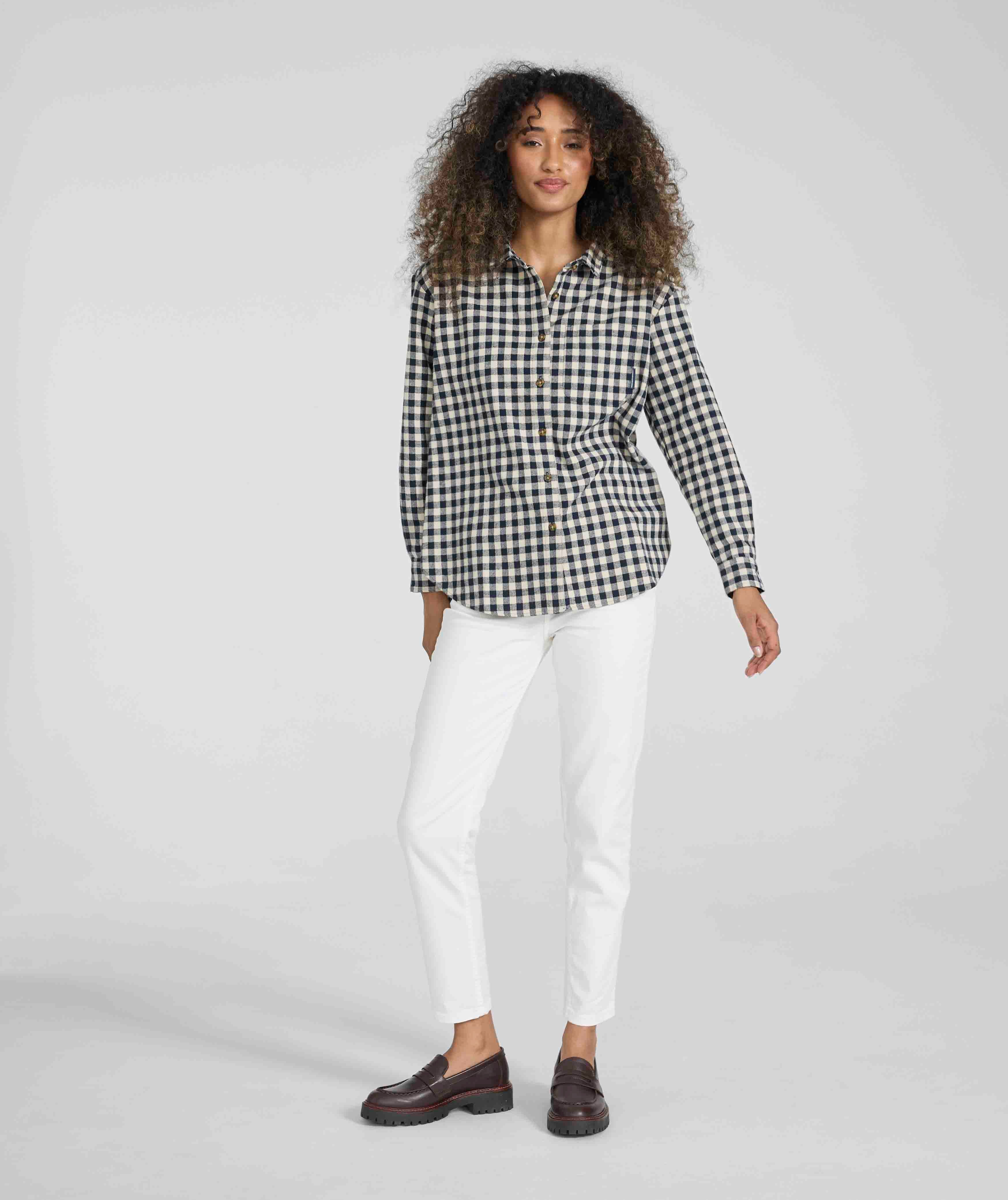 Ladies Gingham Shirt - X Navy