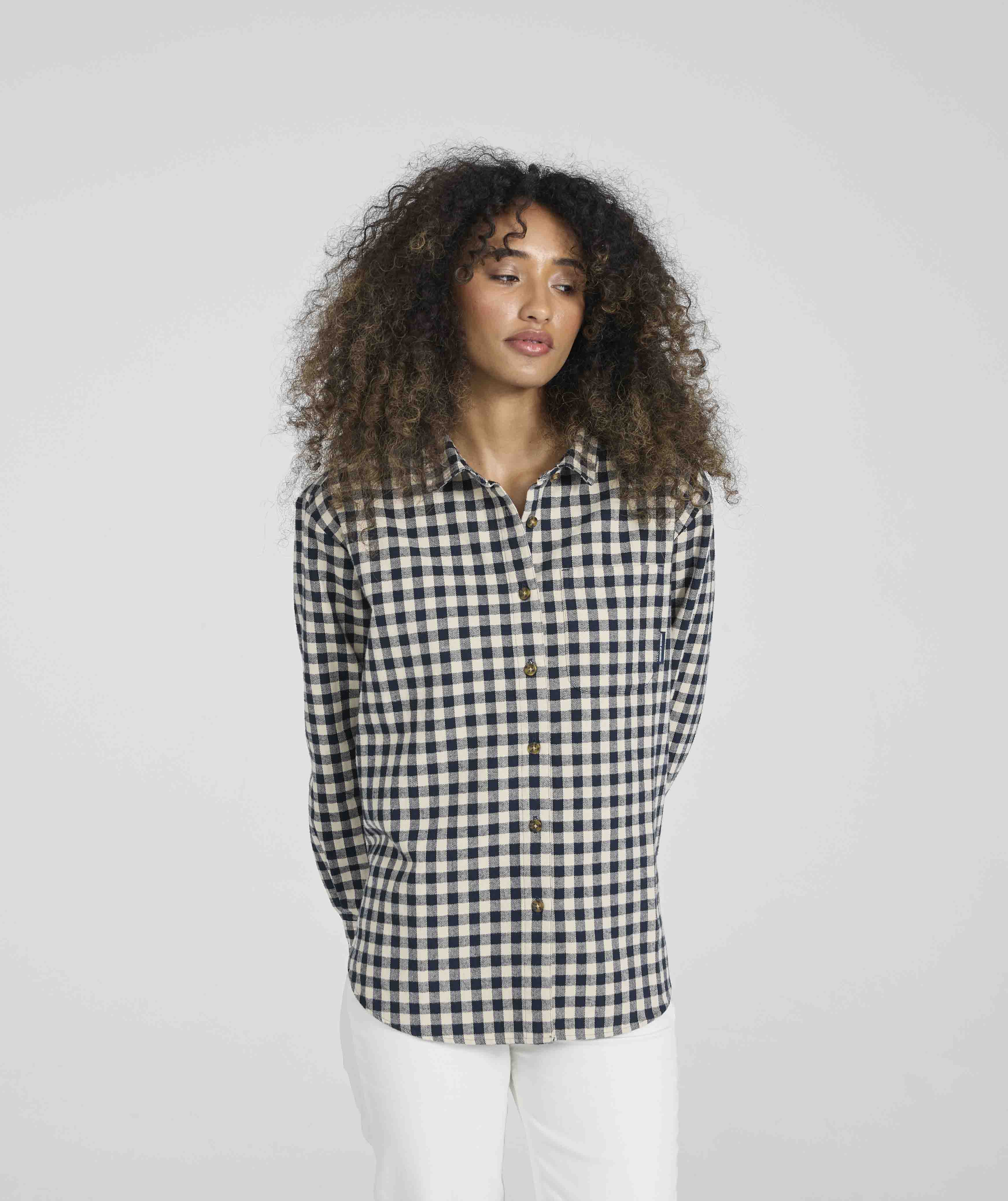 Ladies Gingham Shirt - X Navy