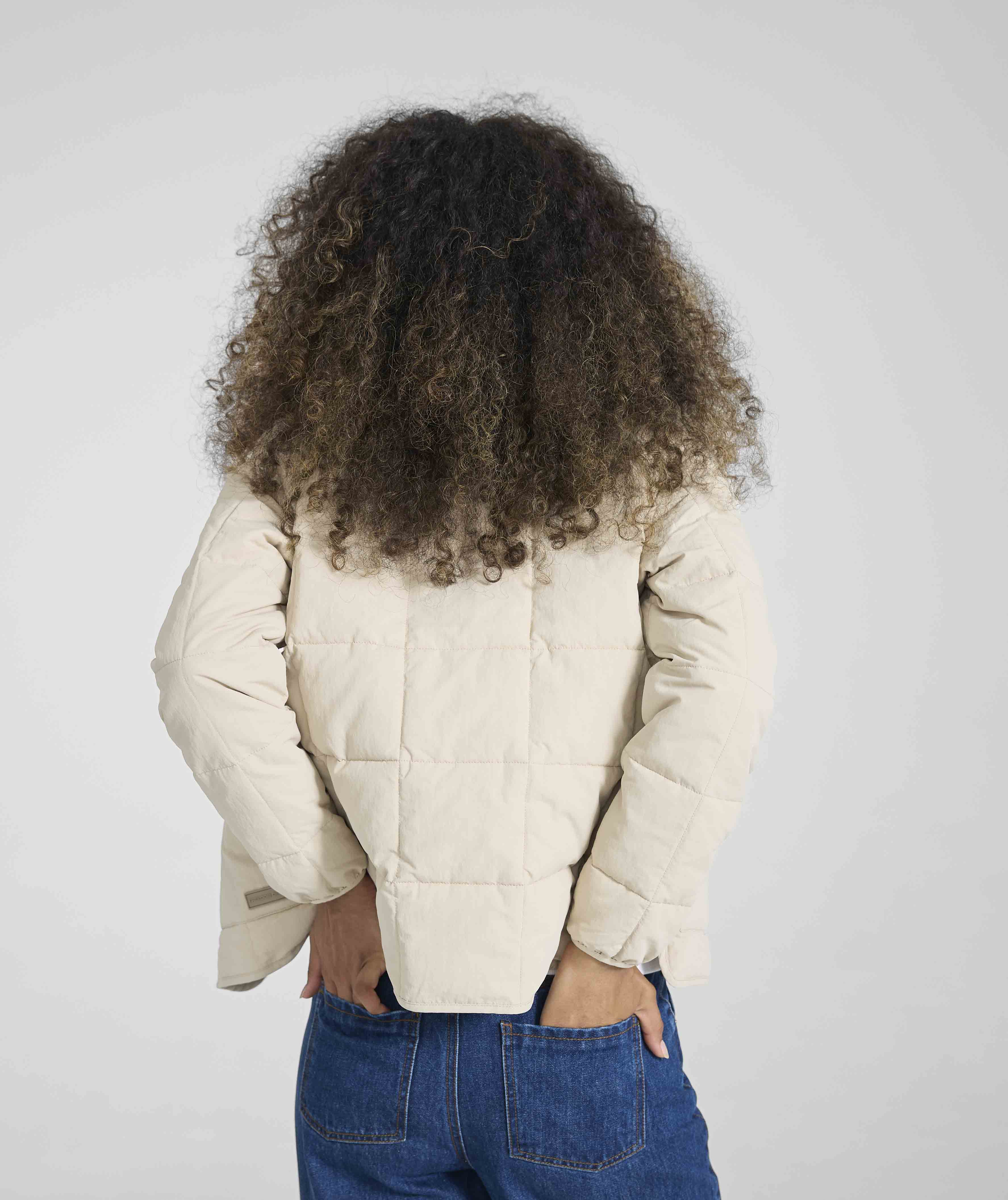 Ladies Quilted Puffer Jacket - Ivory