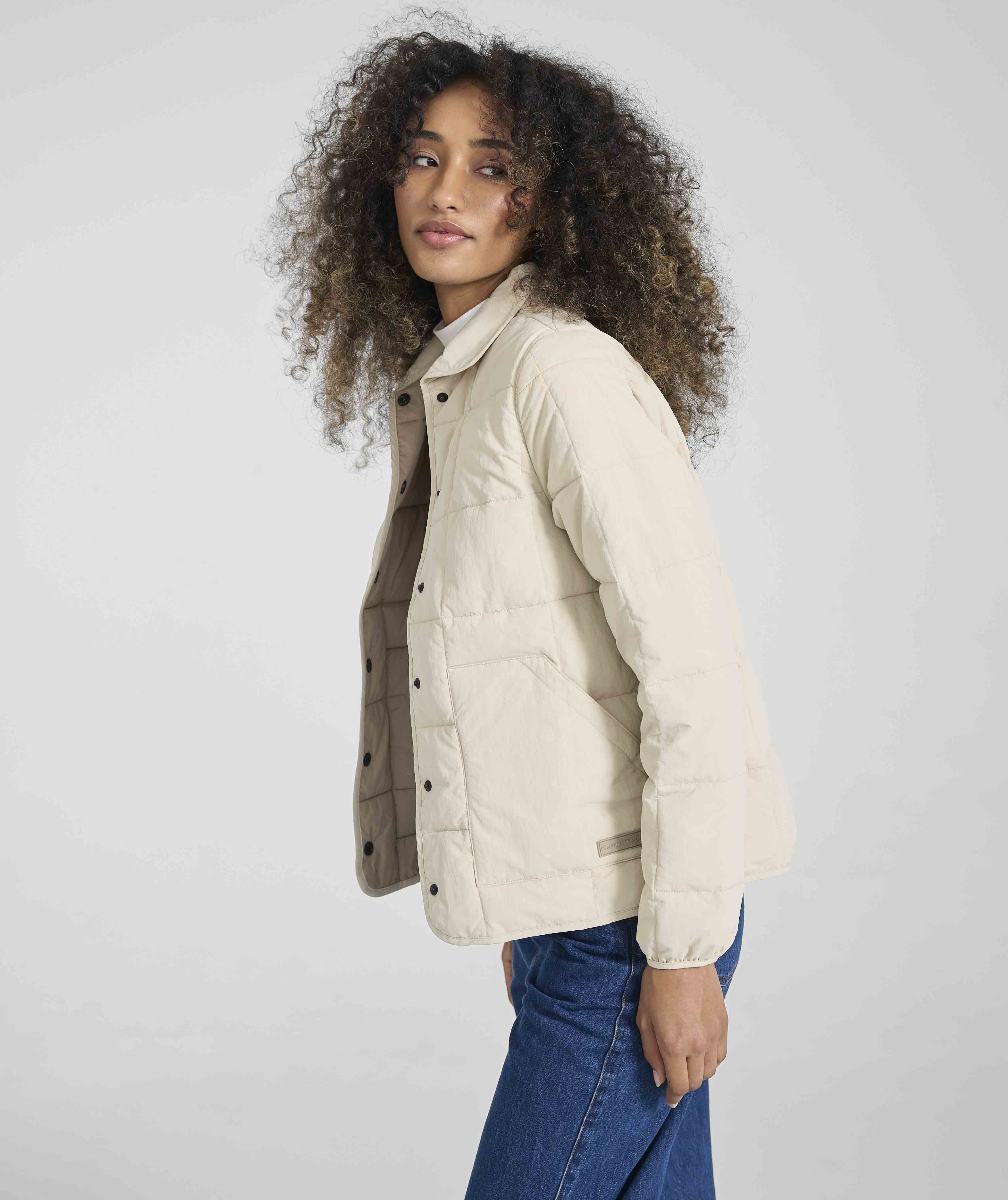 Ladies Quilted Puffer Jacket - Ivory