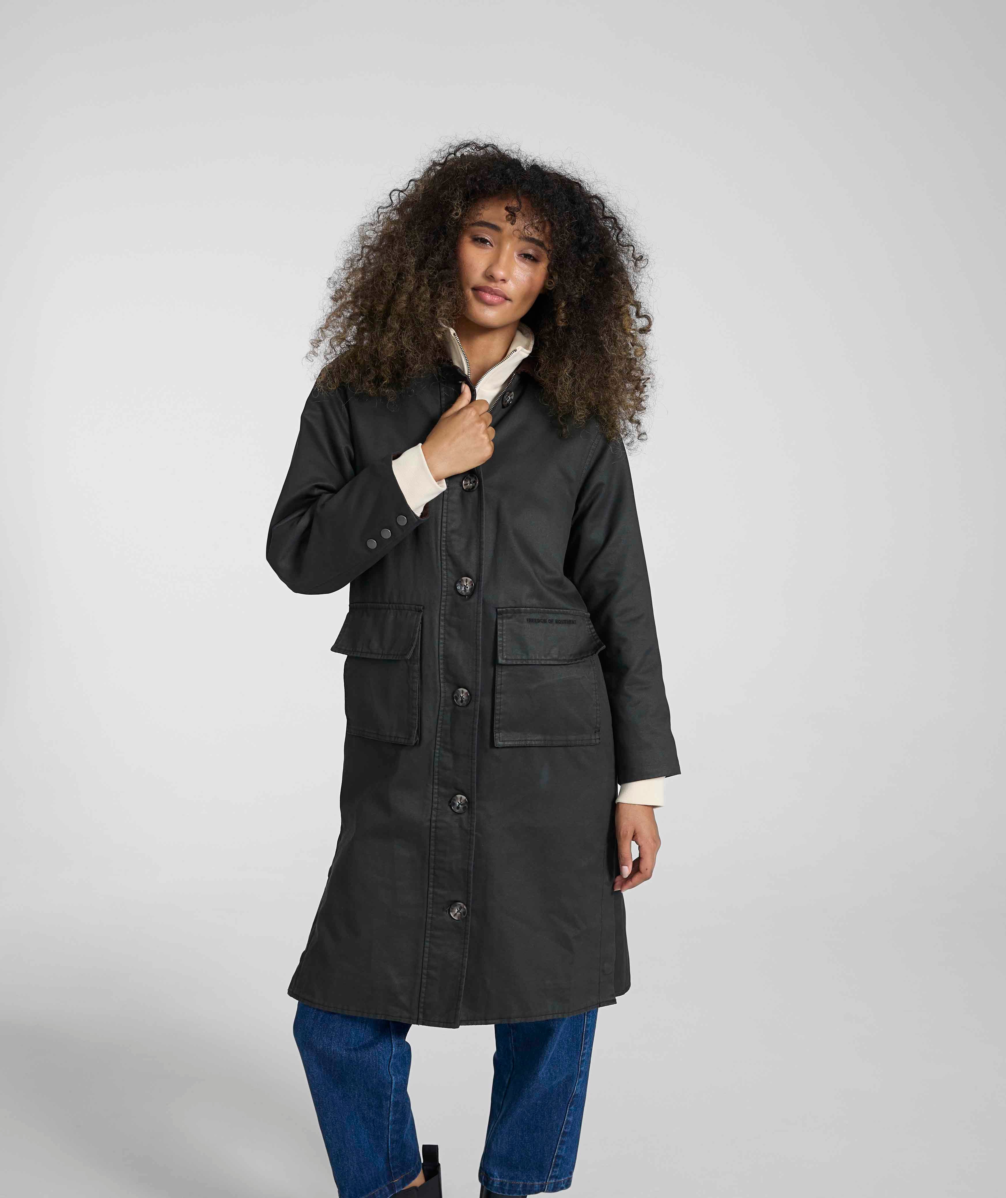 ジャケット・アウター Y's long trench coat Gathers cotton Ladies Coated Cotton Trench Coat - Onyx