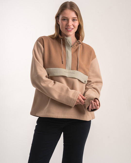 Ladies 1 4 Zip Sweater Biscuit Colourblock Women s Clothing FOM SA