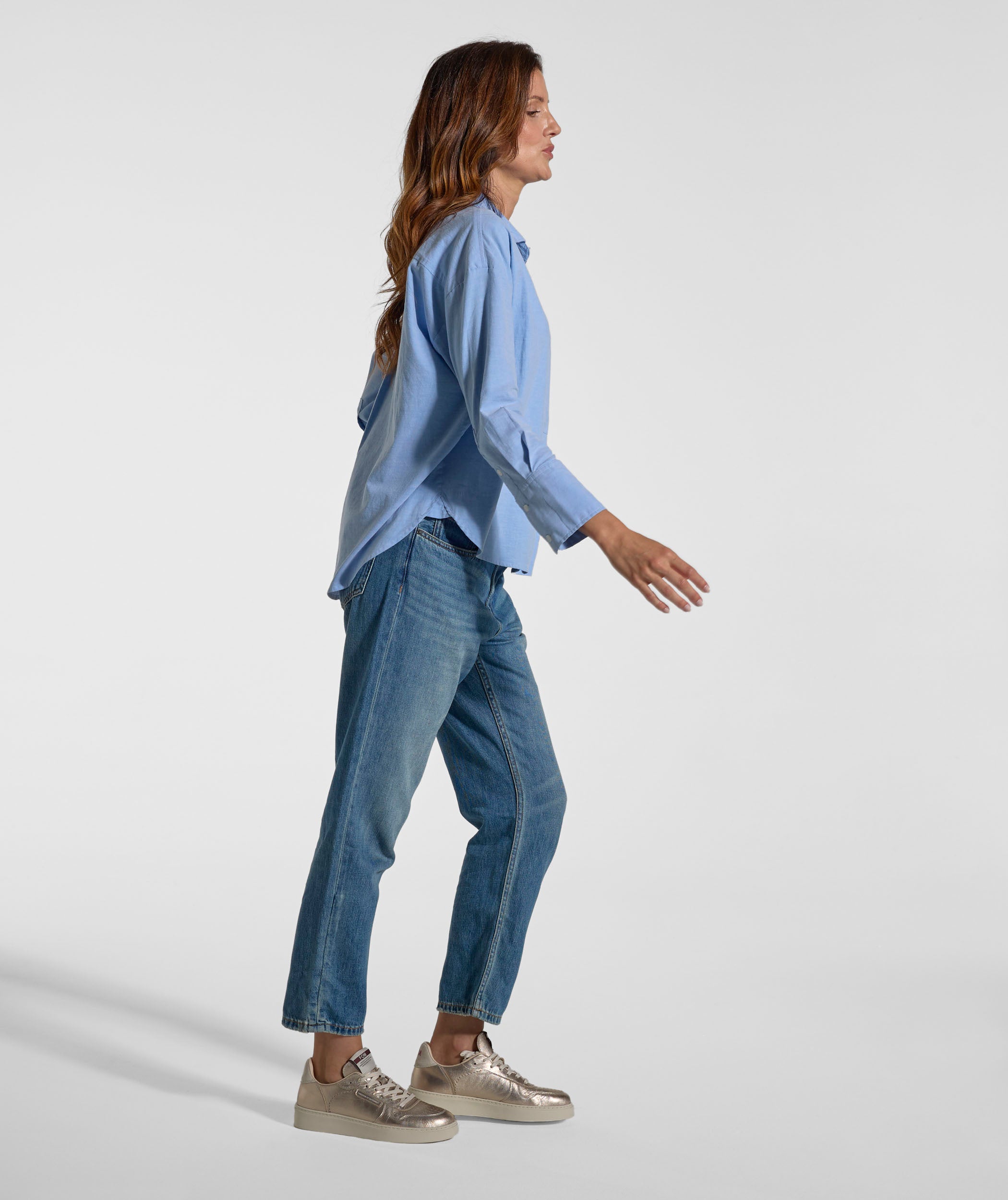 Ladies Chambray Pocket Shirt - Light Wash