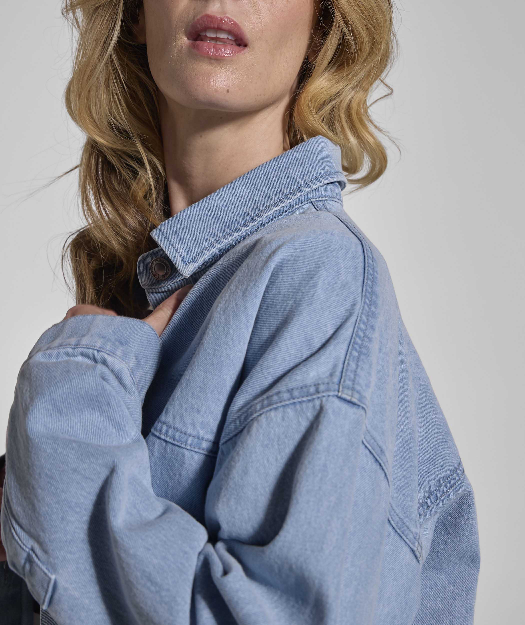 Ladies Denim Shacket - Light Wash