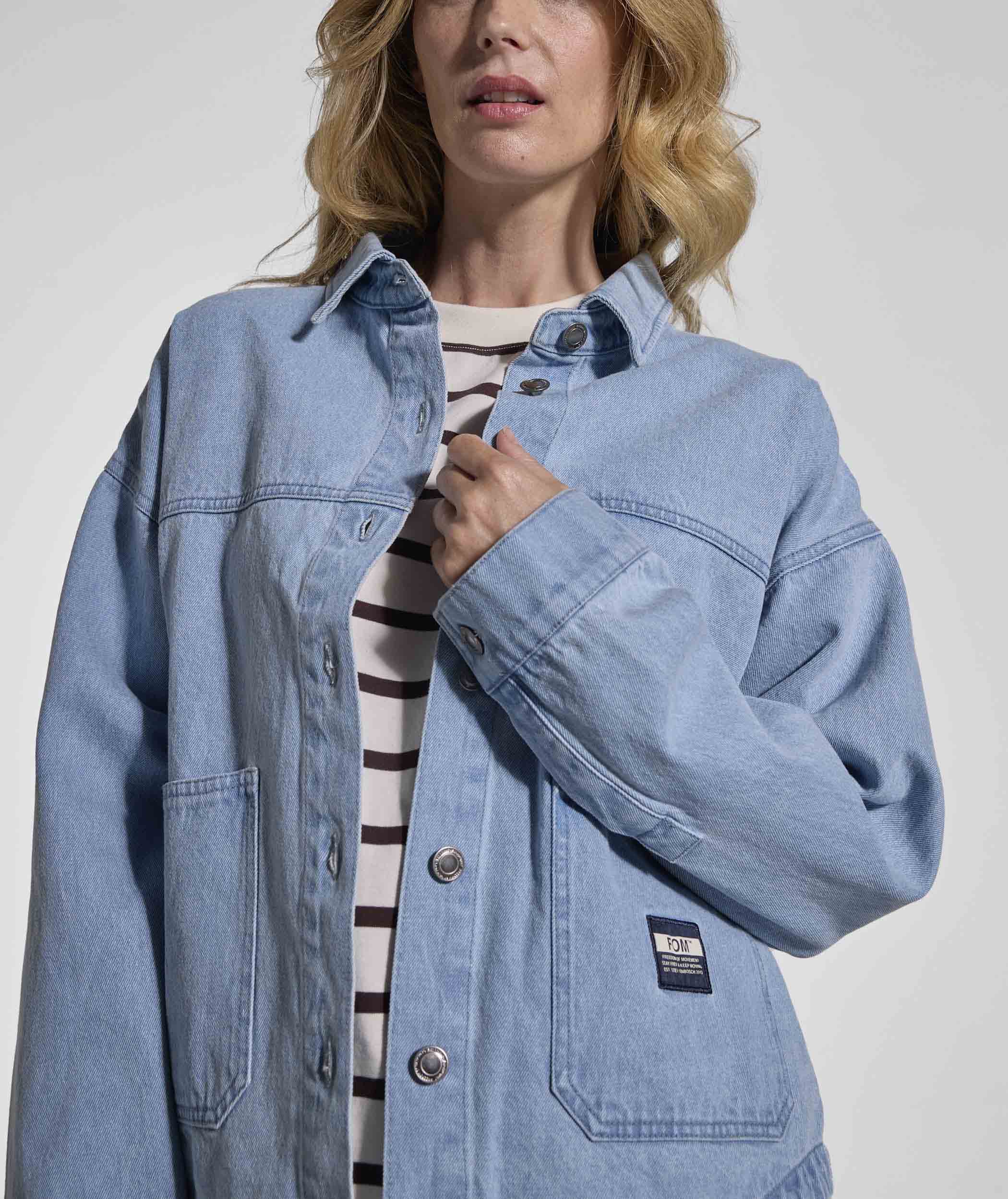 Ladies Denim Shacket - Light Wash