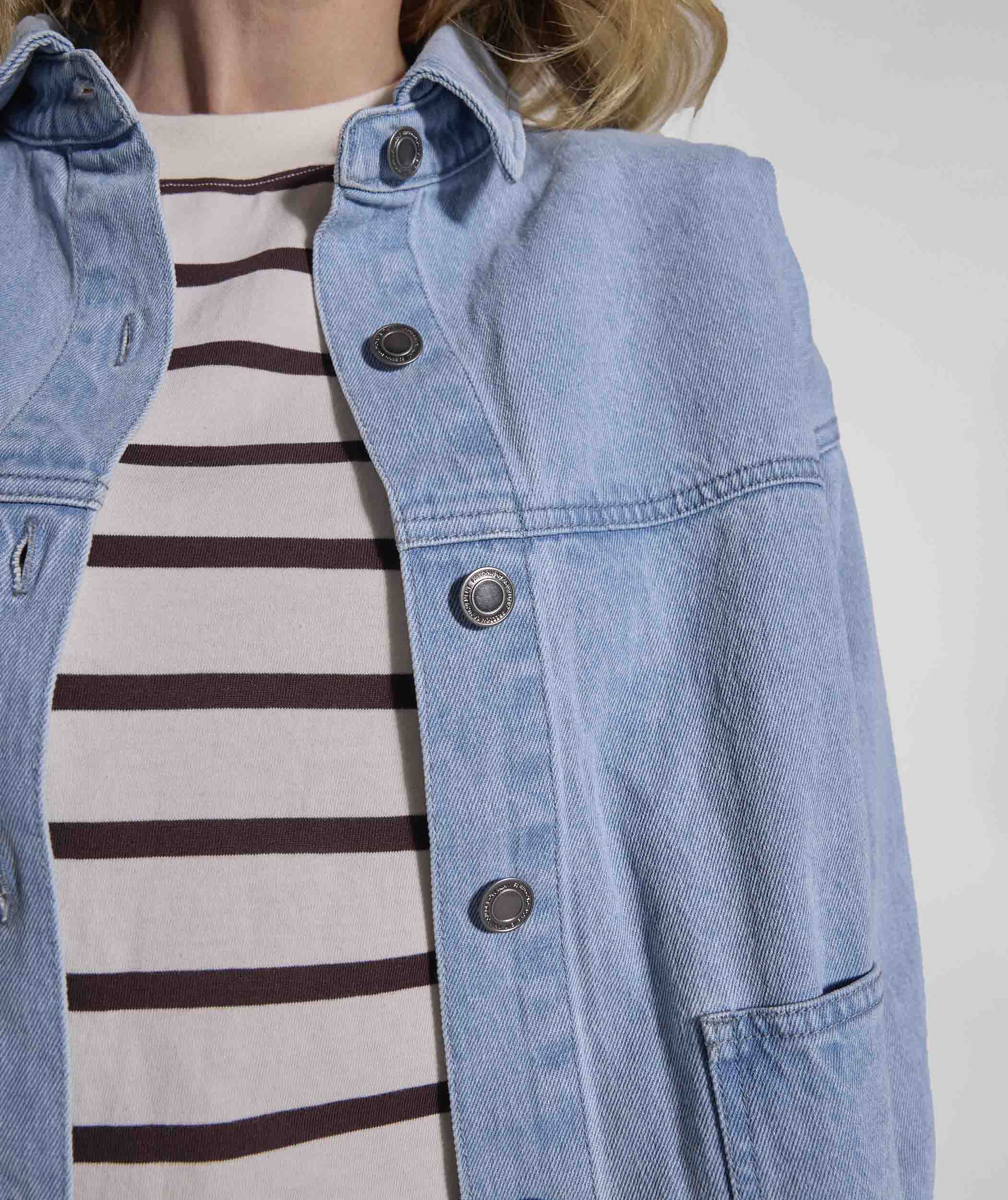 Ladies Denim Shacket - Light Wash