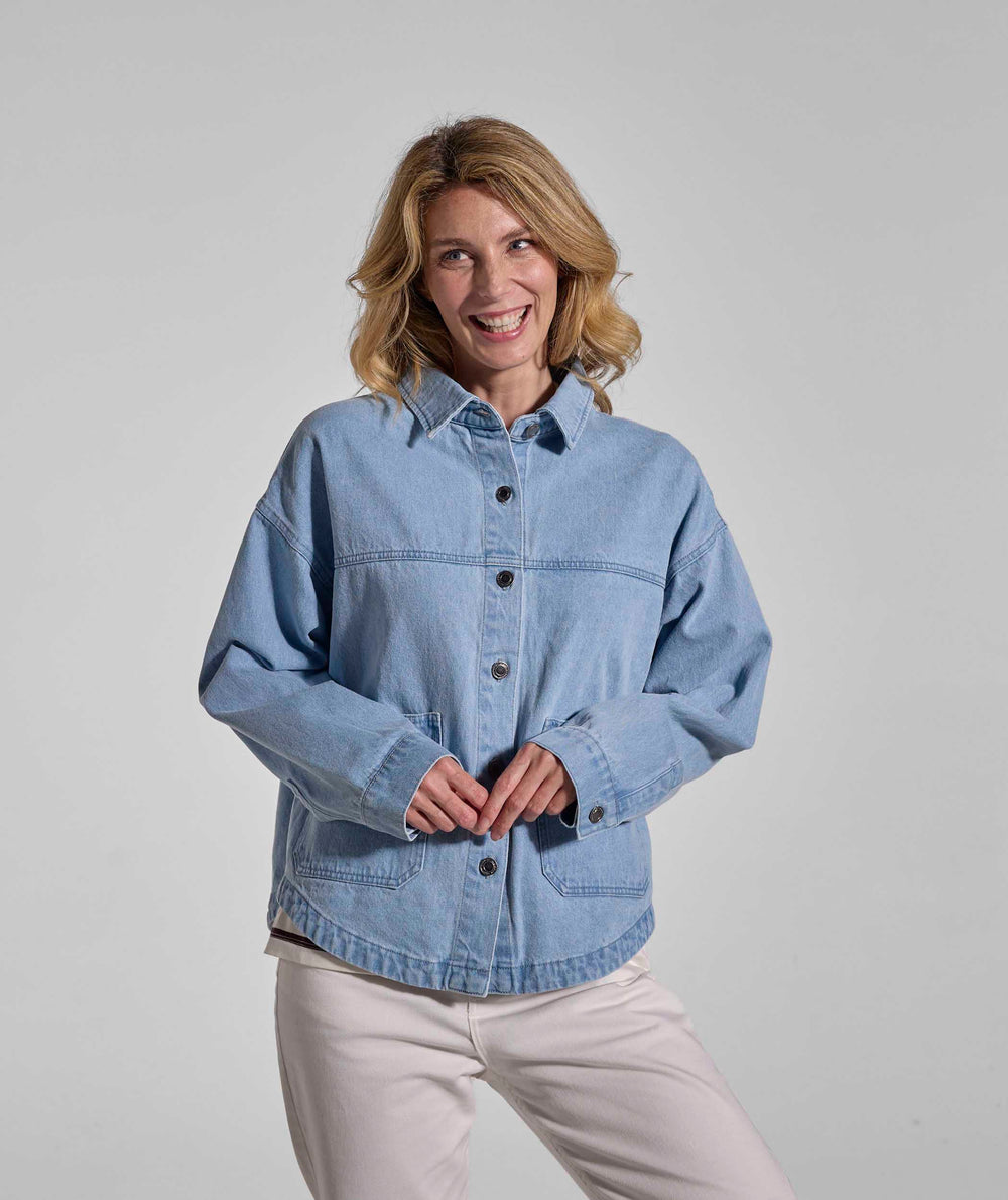 Ladies Denim Shacket - Light Wash