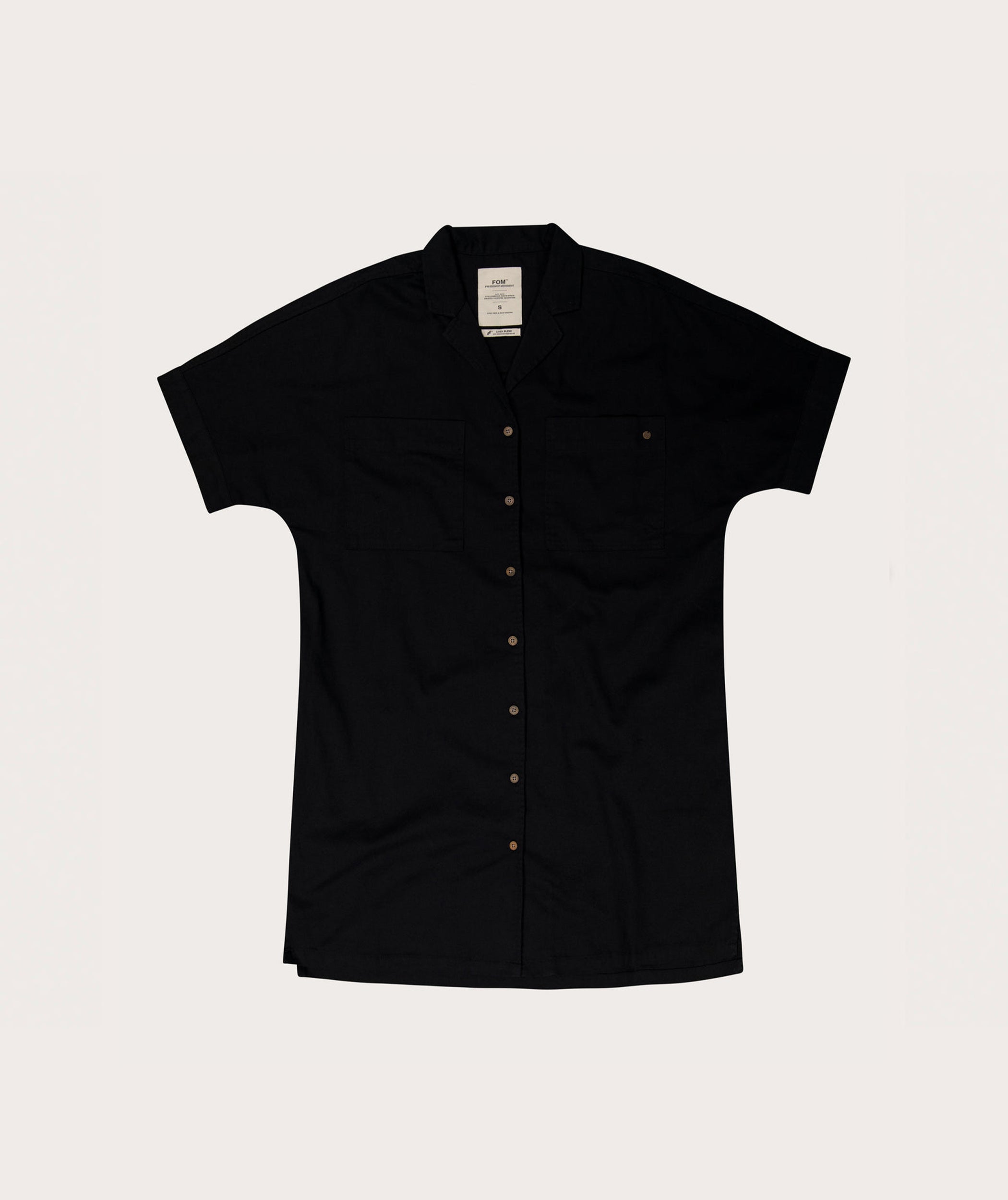 Ladies Boxy Shirt Dress - Black