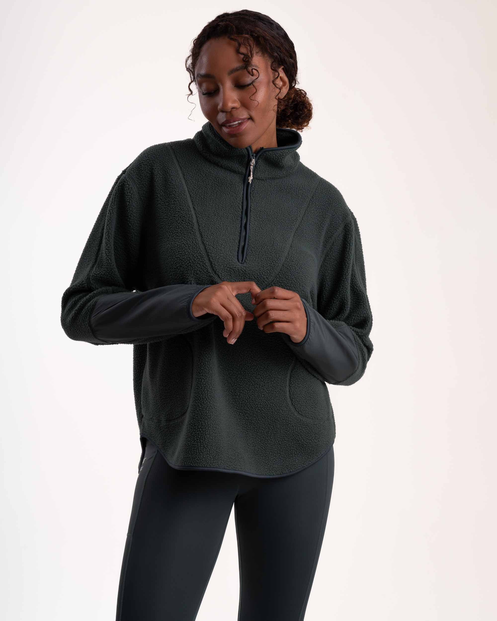 Ladies Outdoor Fleece Pullover - Dark Moss