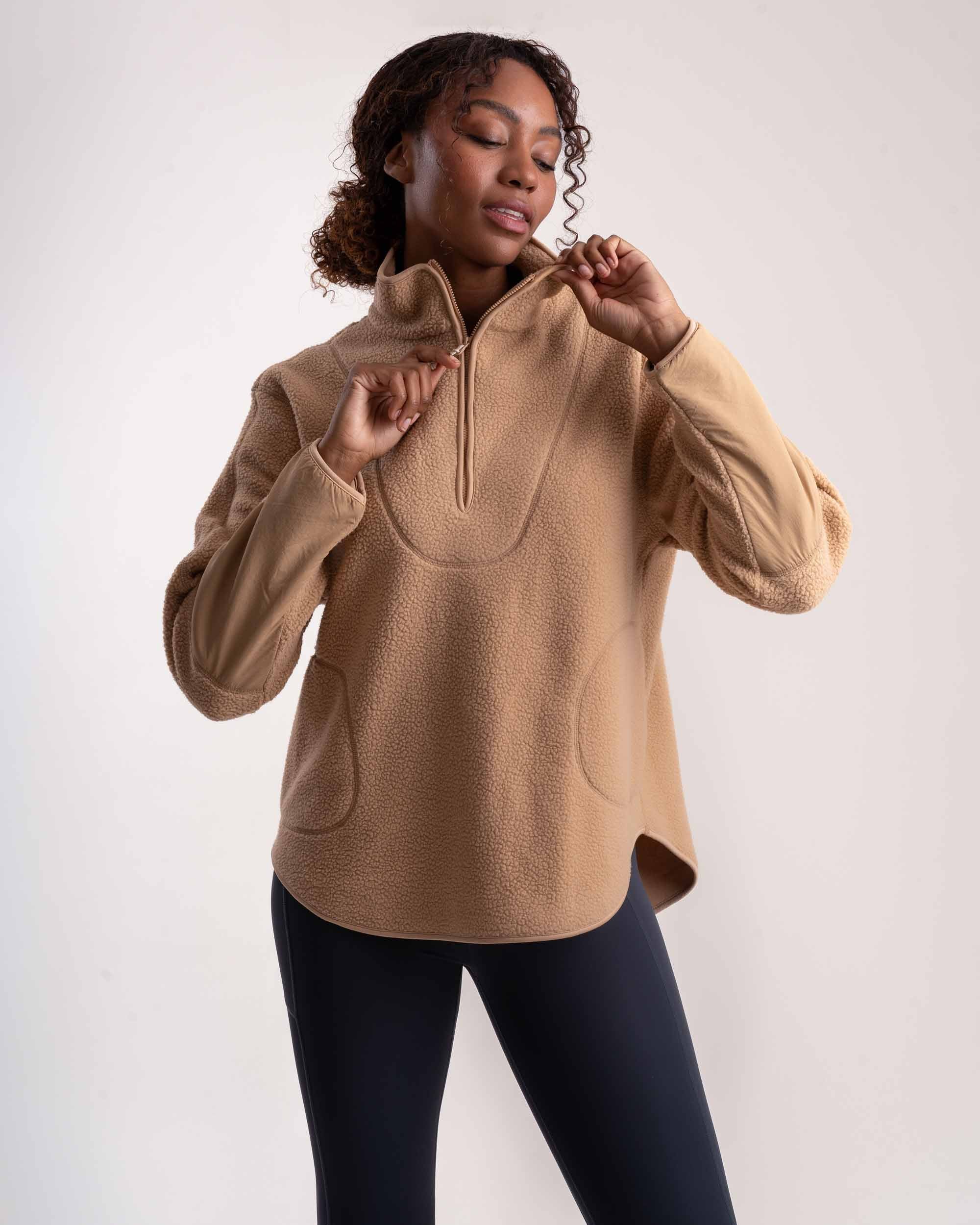 Ladies Outdoor Fleece Pullover - Camel