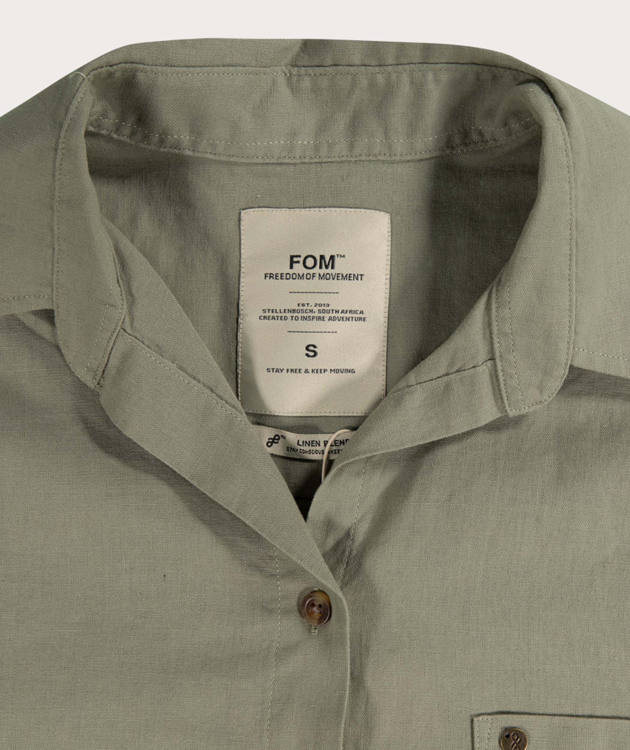 Ladies Linen Blend Short Sleeve Shirt - Seafoam Green
