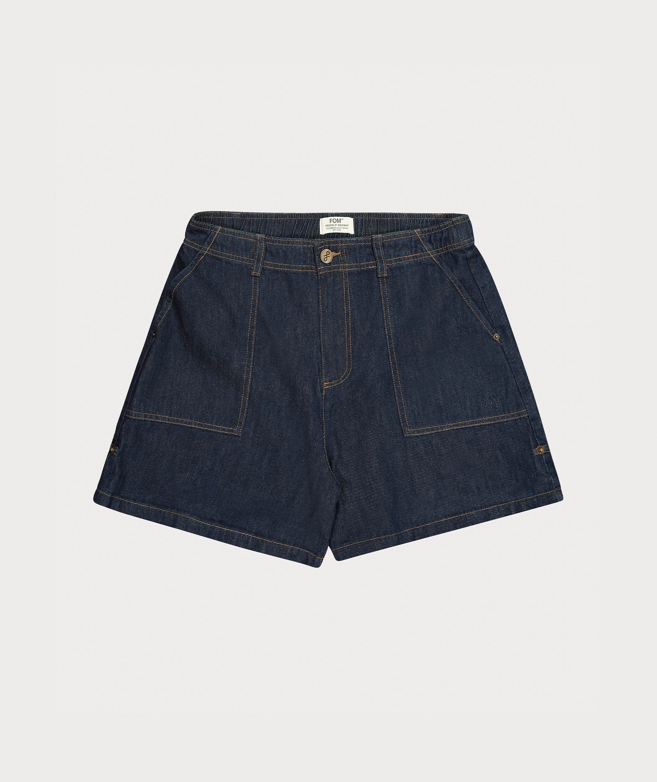 Ladies High Waisted Denim Shorts - Indigo