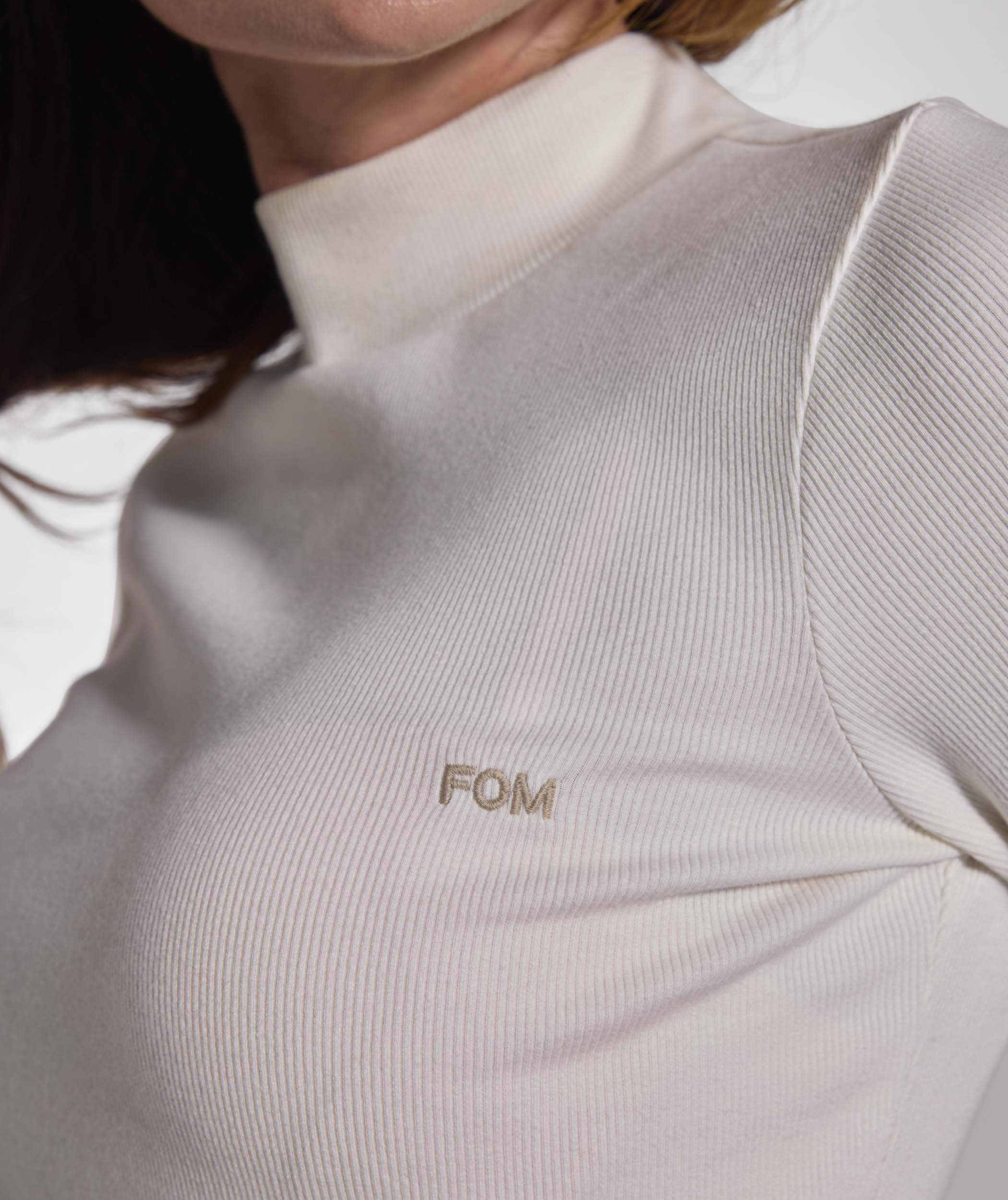 Ladies Slim Fit Turtle Neck Rib Top - Ivory