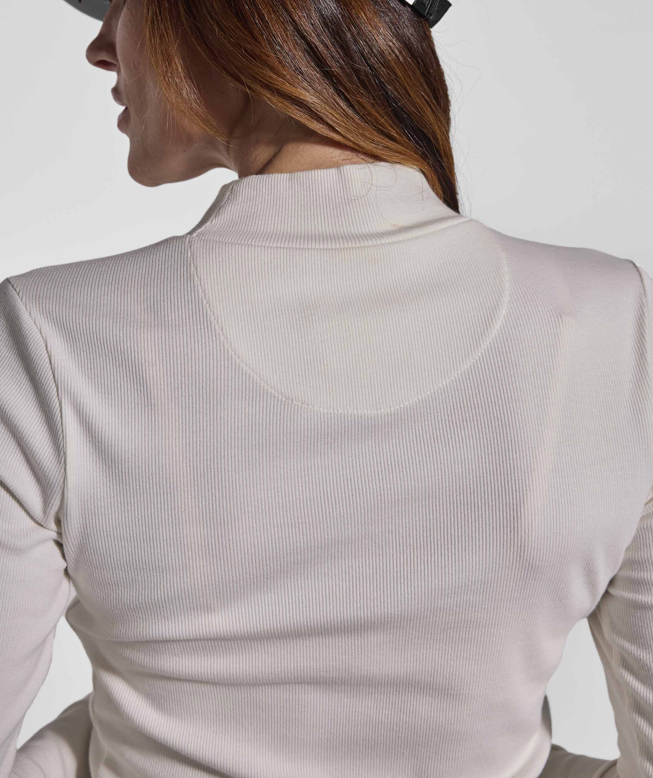 Ladies Slim Fit Turtle Neck Rib Top - Ivory