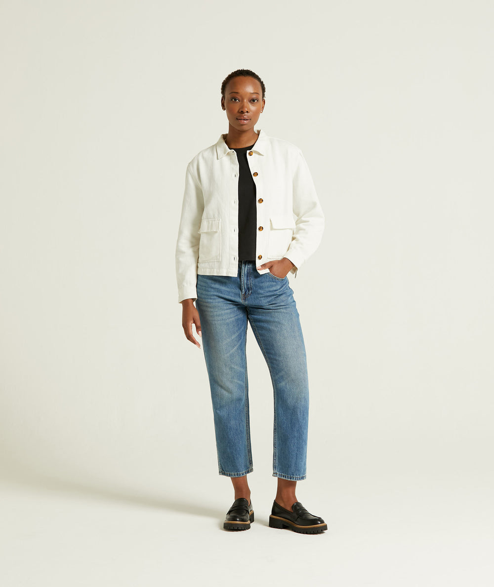 Ladies Hemp Blend Shacket - Ivory