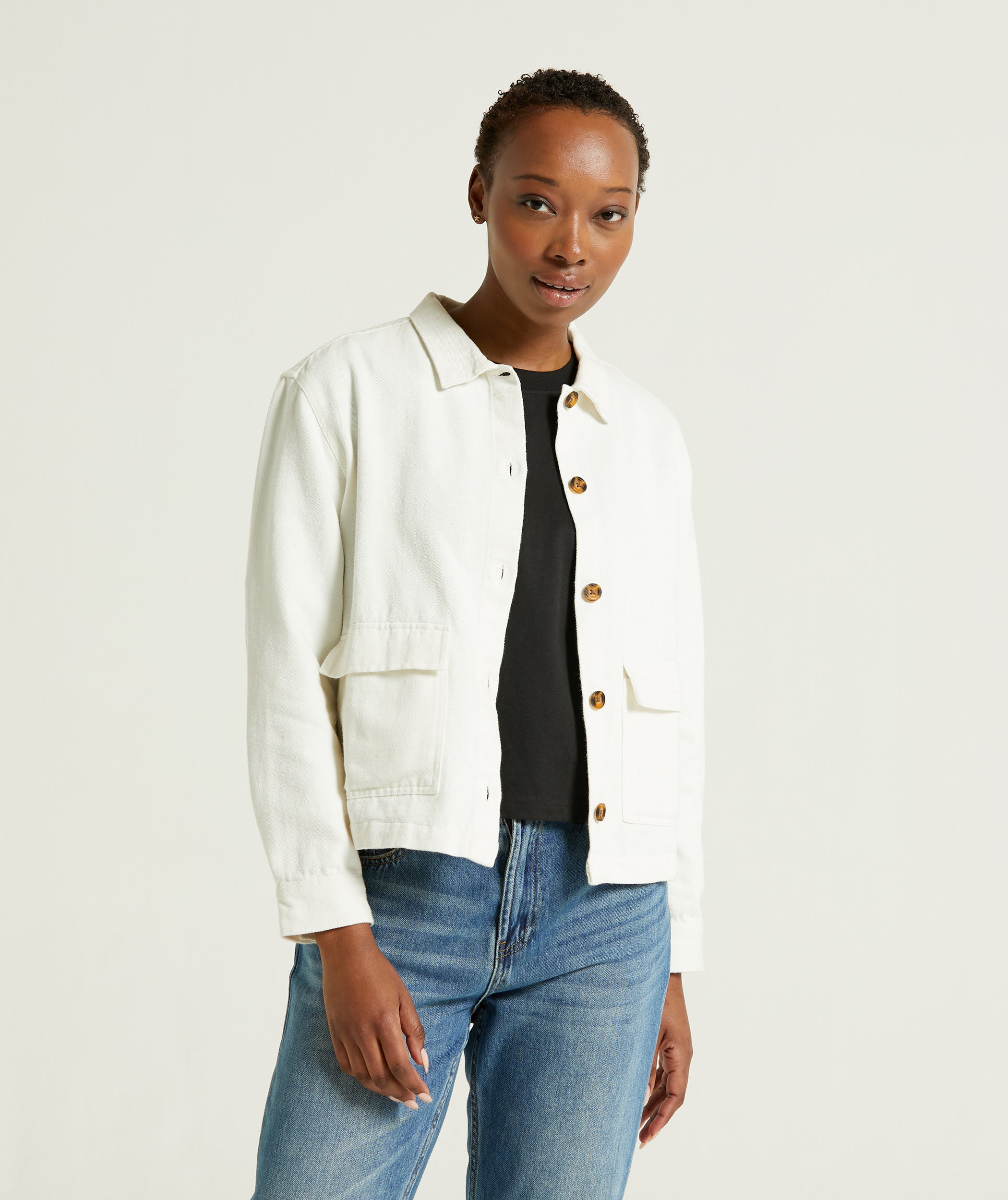 Ladies Hemp Blend Shacket - Ivory