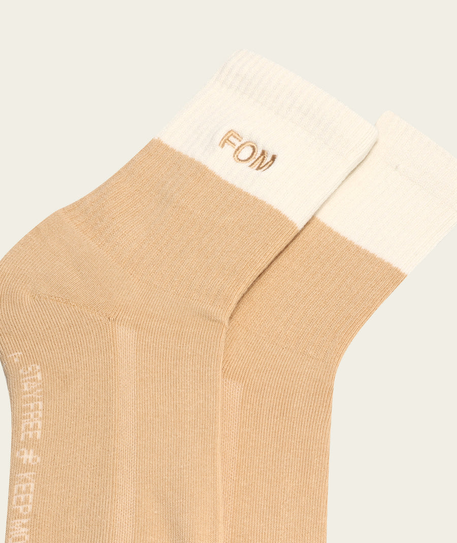 Ladies Crew Sock - Light Stone/ Dark Stone