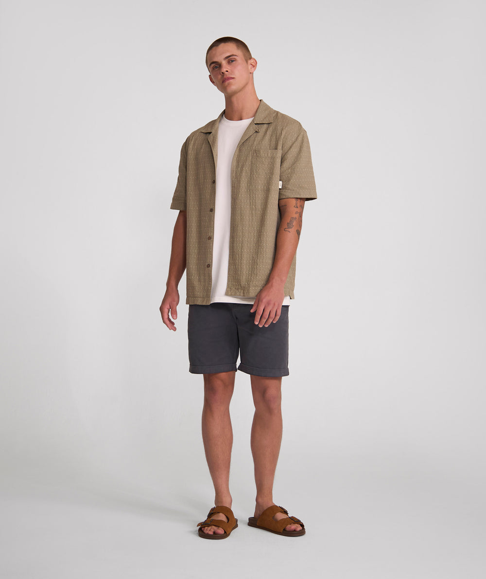 Mens Short Sleeve Textured Pocket Shirt - Lichen Green