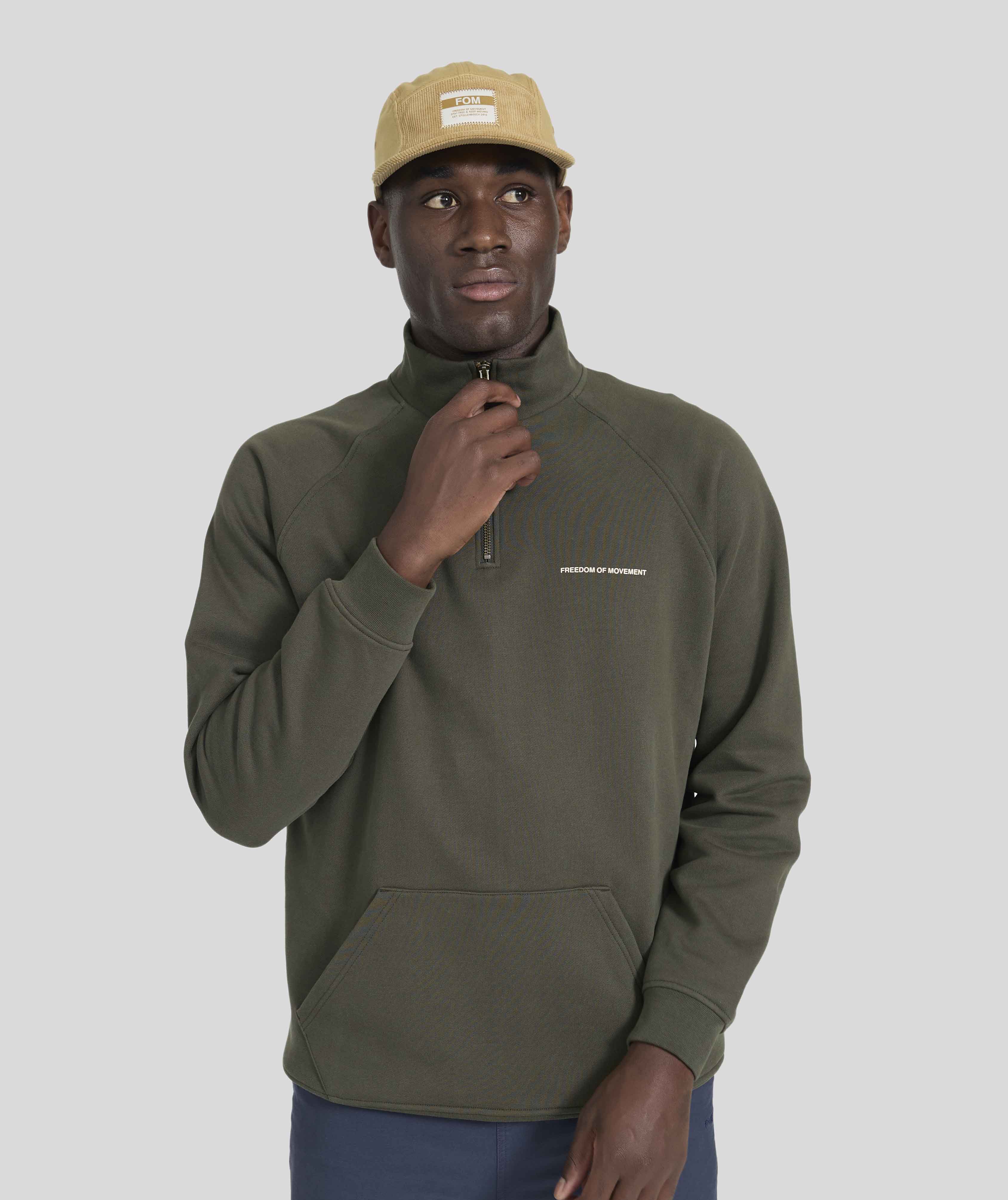 Mens Regular 1/4 Zip Sweat - Dark Olive
