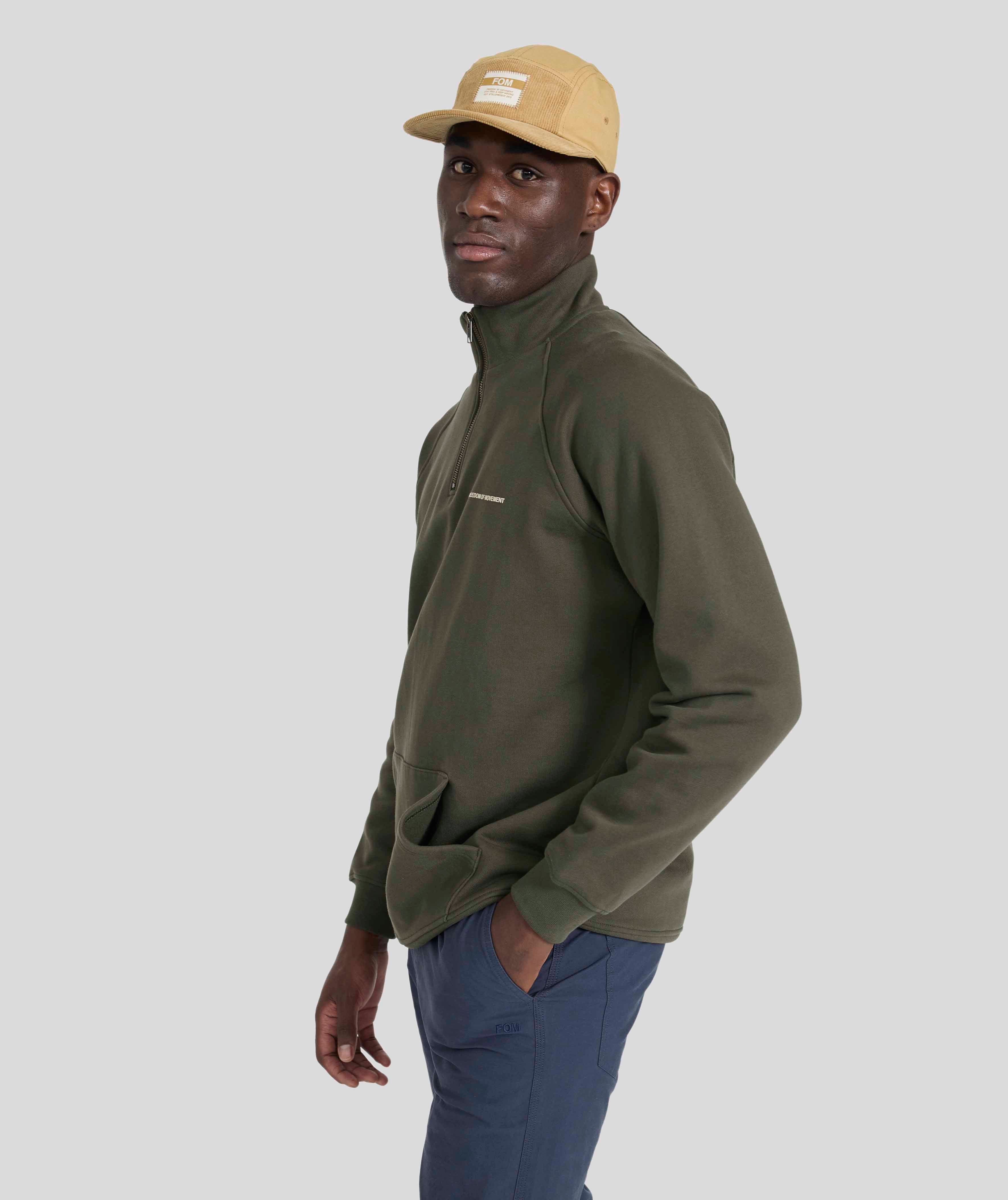 Mens Regular 1/4 Zip Sweat - Dark Olive